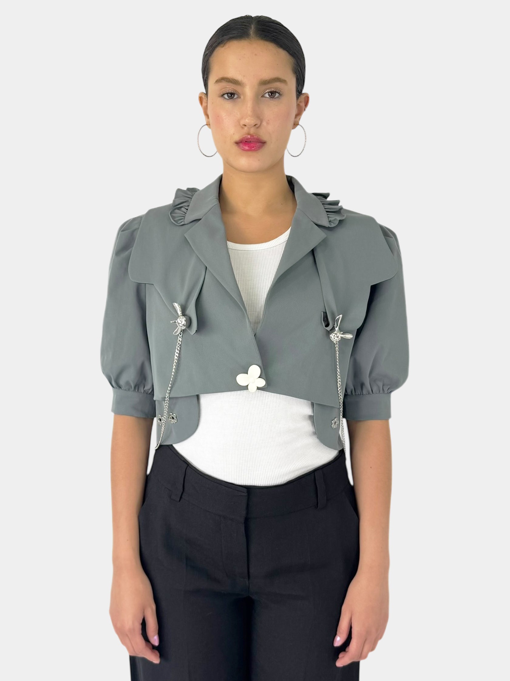 Cropped Single-Button Jacket