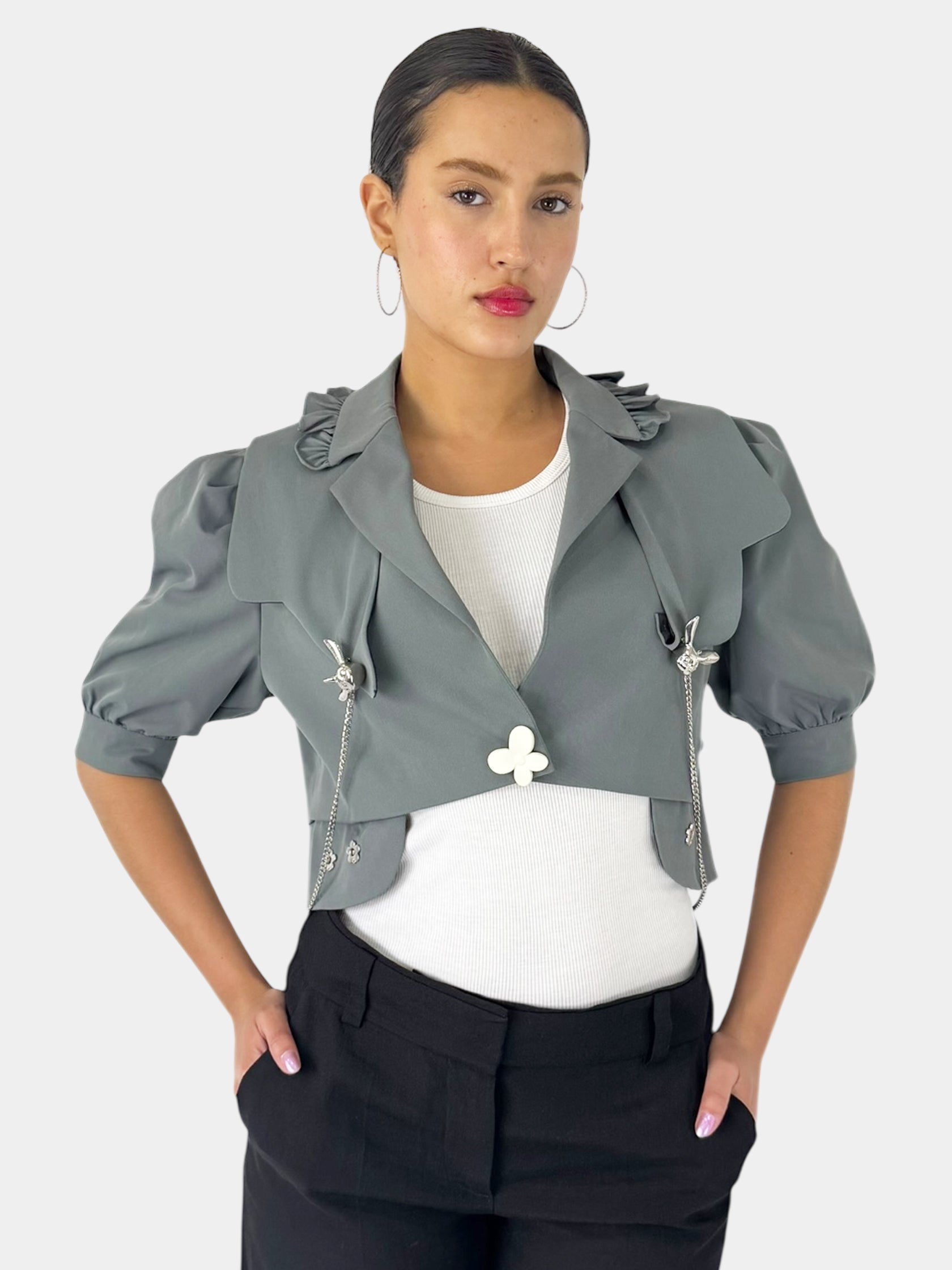 Cropped Single-Button Jacket