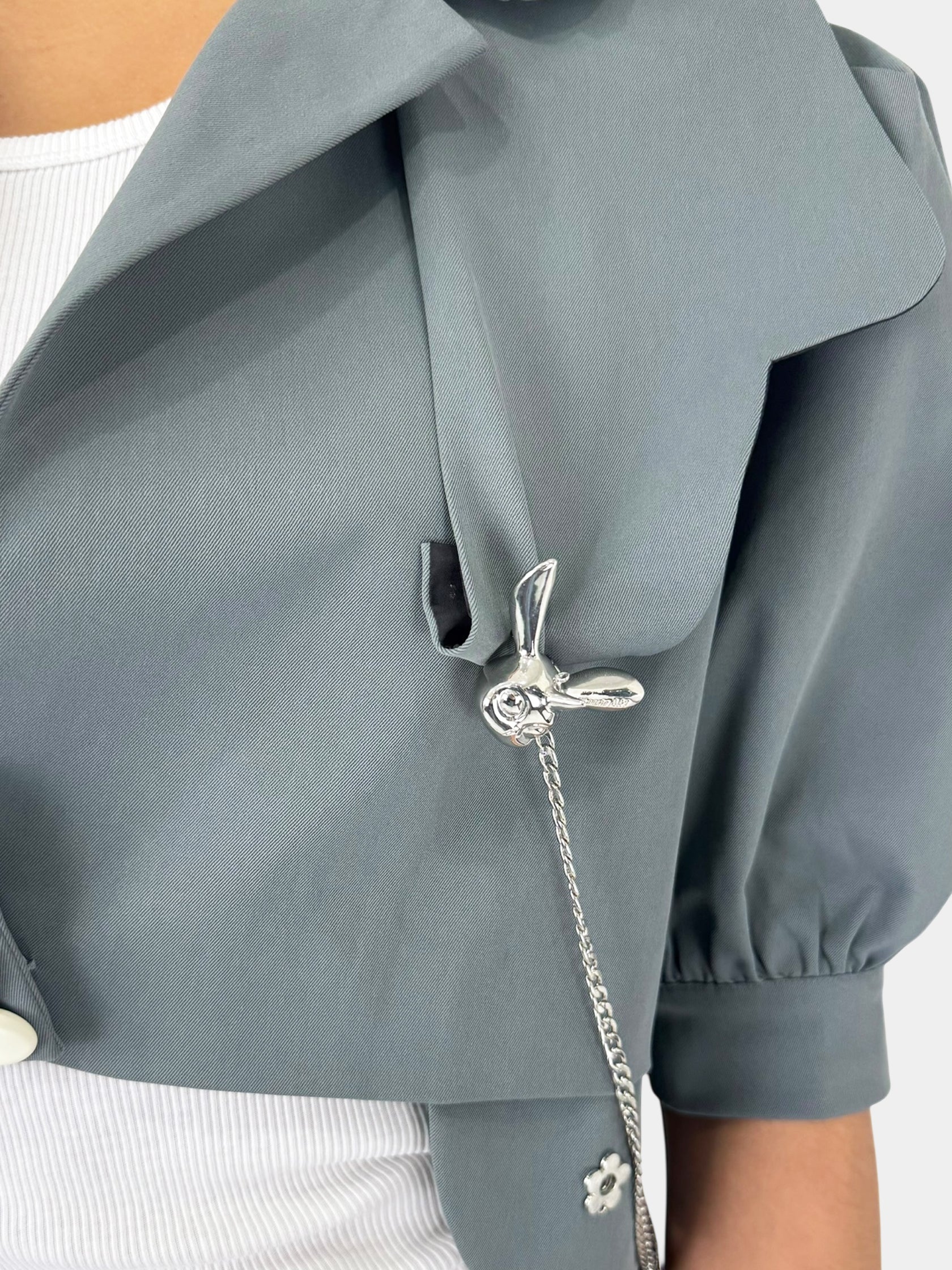 Cropped Single-Button Jacket
