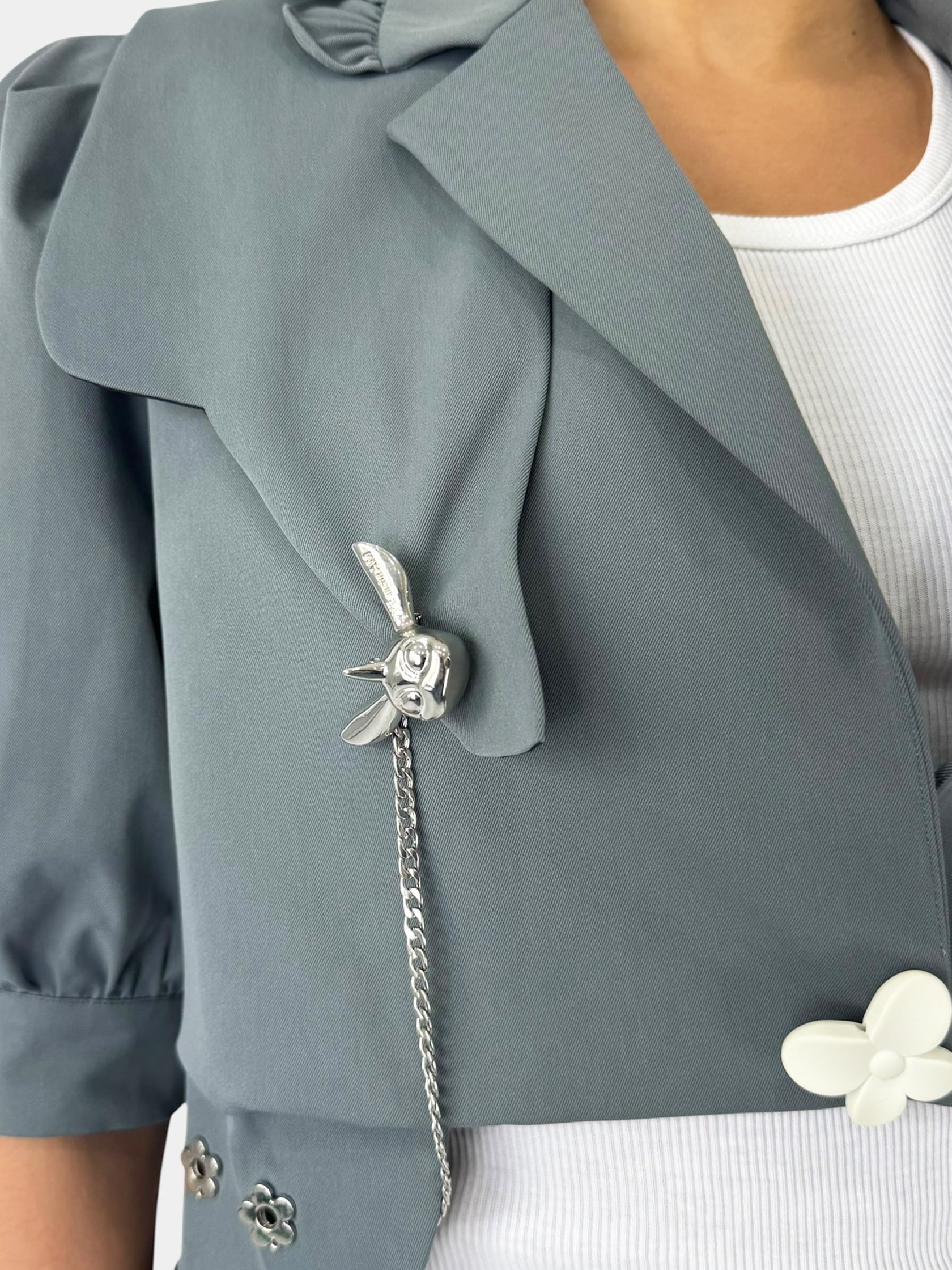 Cropped Single-Button Jacket