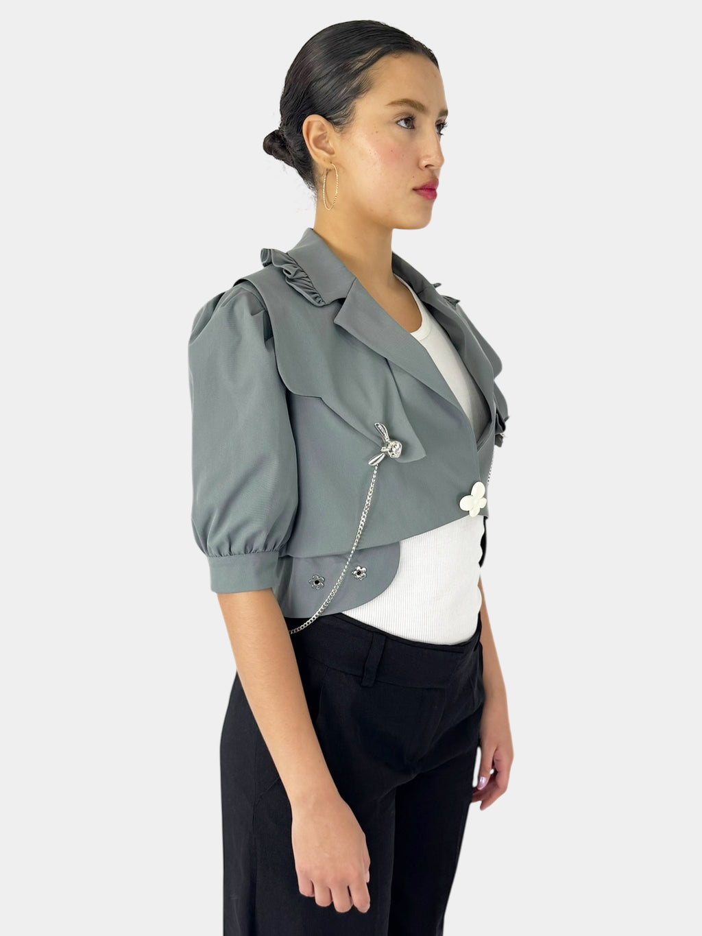 Cropped Single-Button Jacket