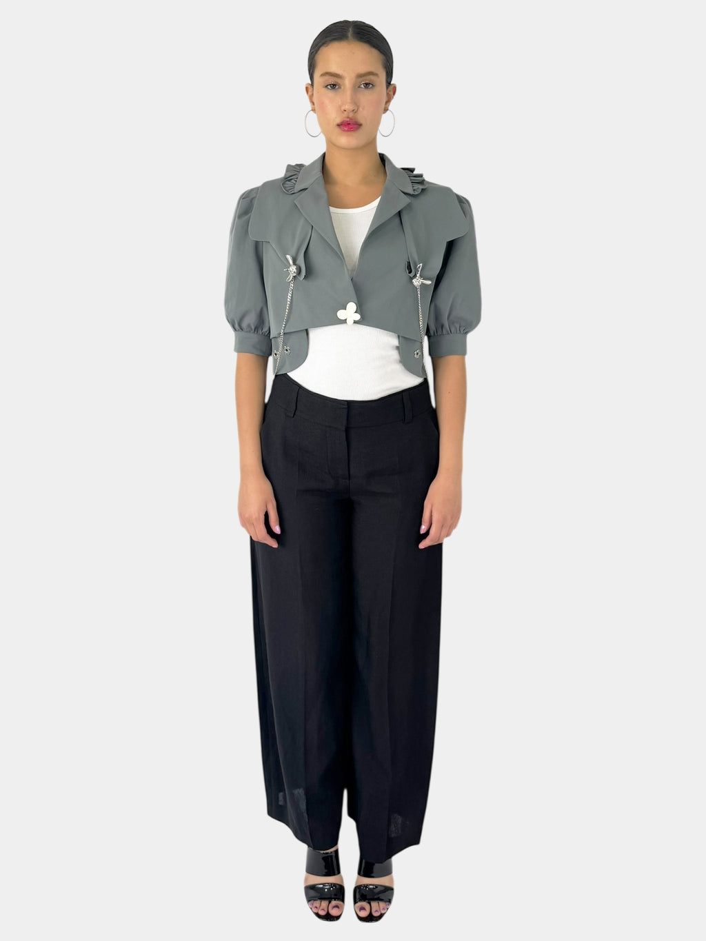 Cropped Single-Button Jacket