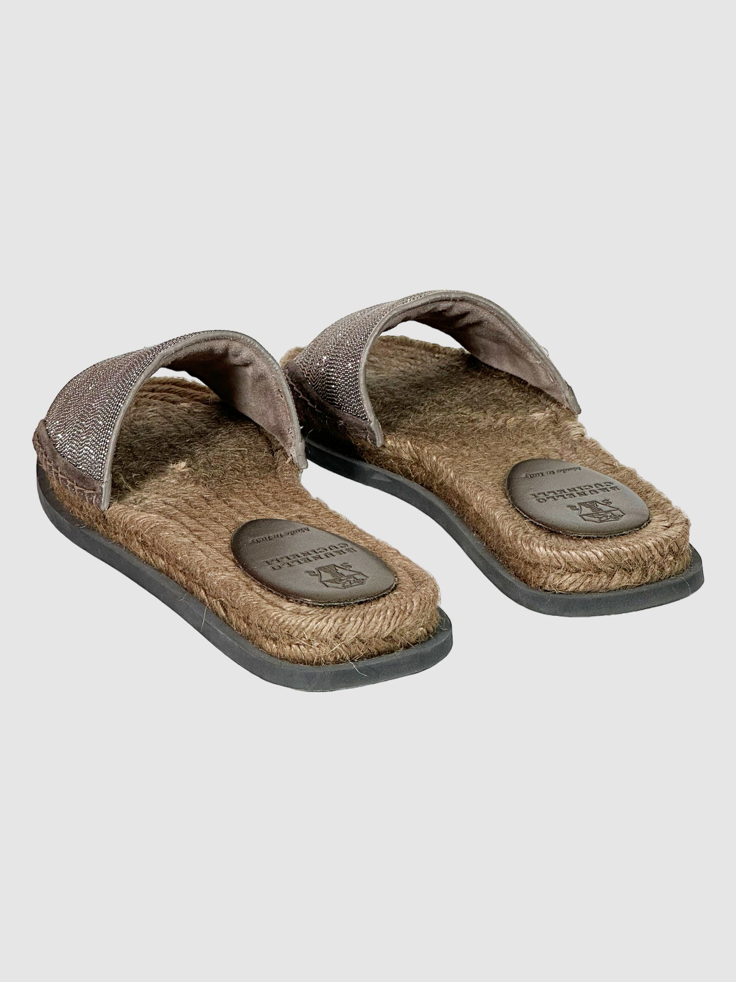 Sparkling Accent Suede Slides - Size 38.5