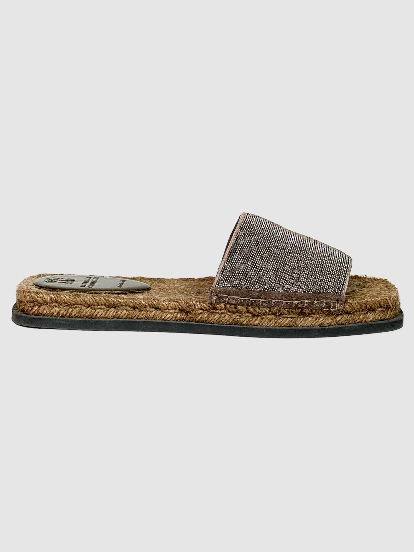 Sparkling Accent Suede Slides - Size 38.5