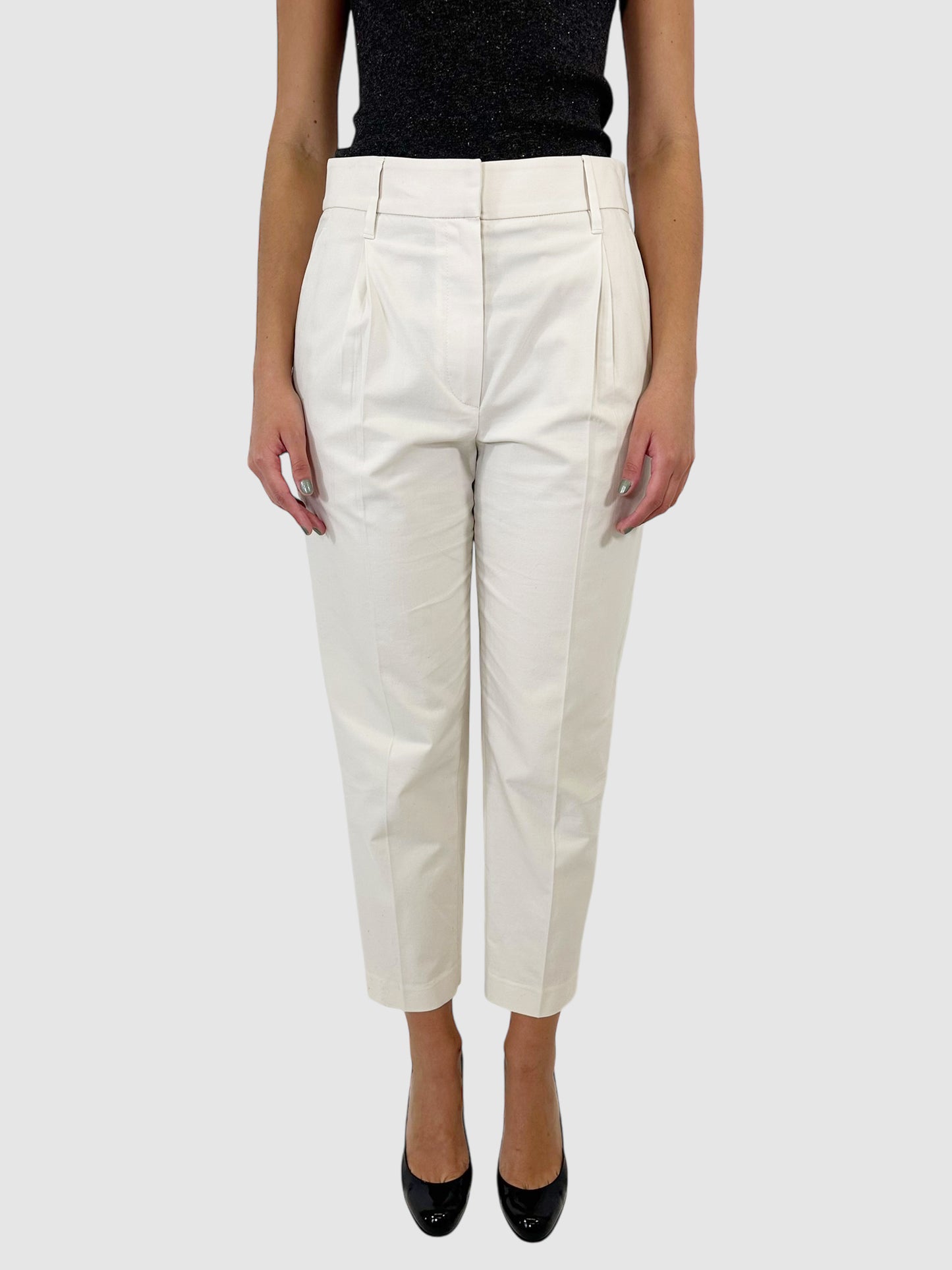 High-Rise Pleated Crop Pants - Size 6