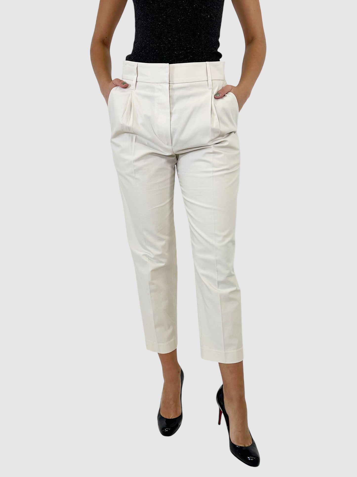 High-Rise Pleated Crop Pants - Size 6