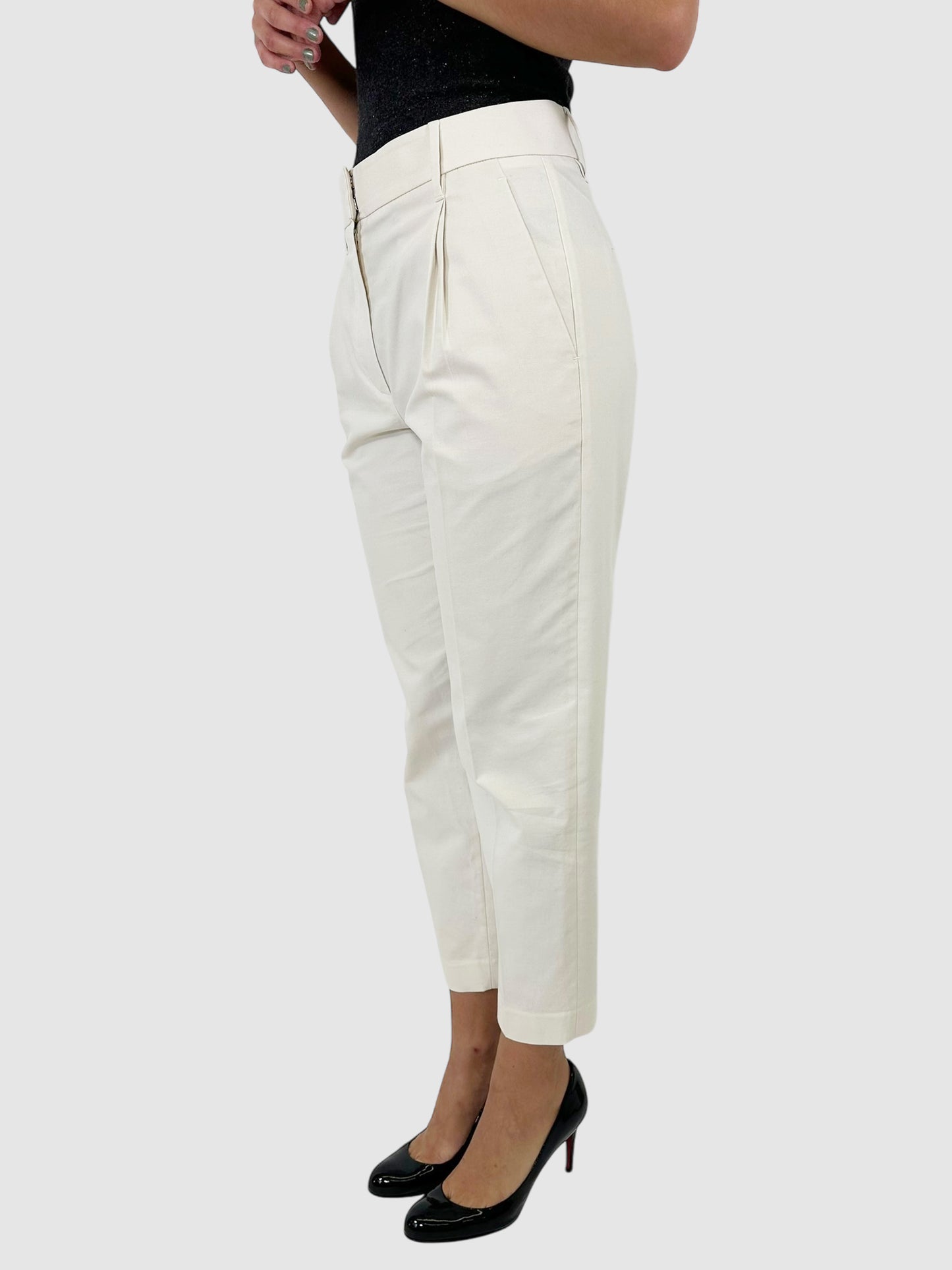 High-Rise Pleated Crop Pants - Size 6