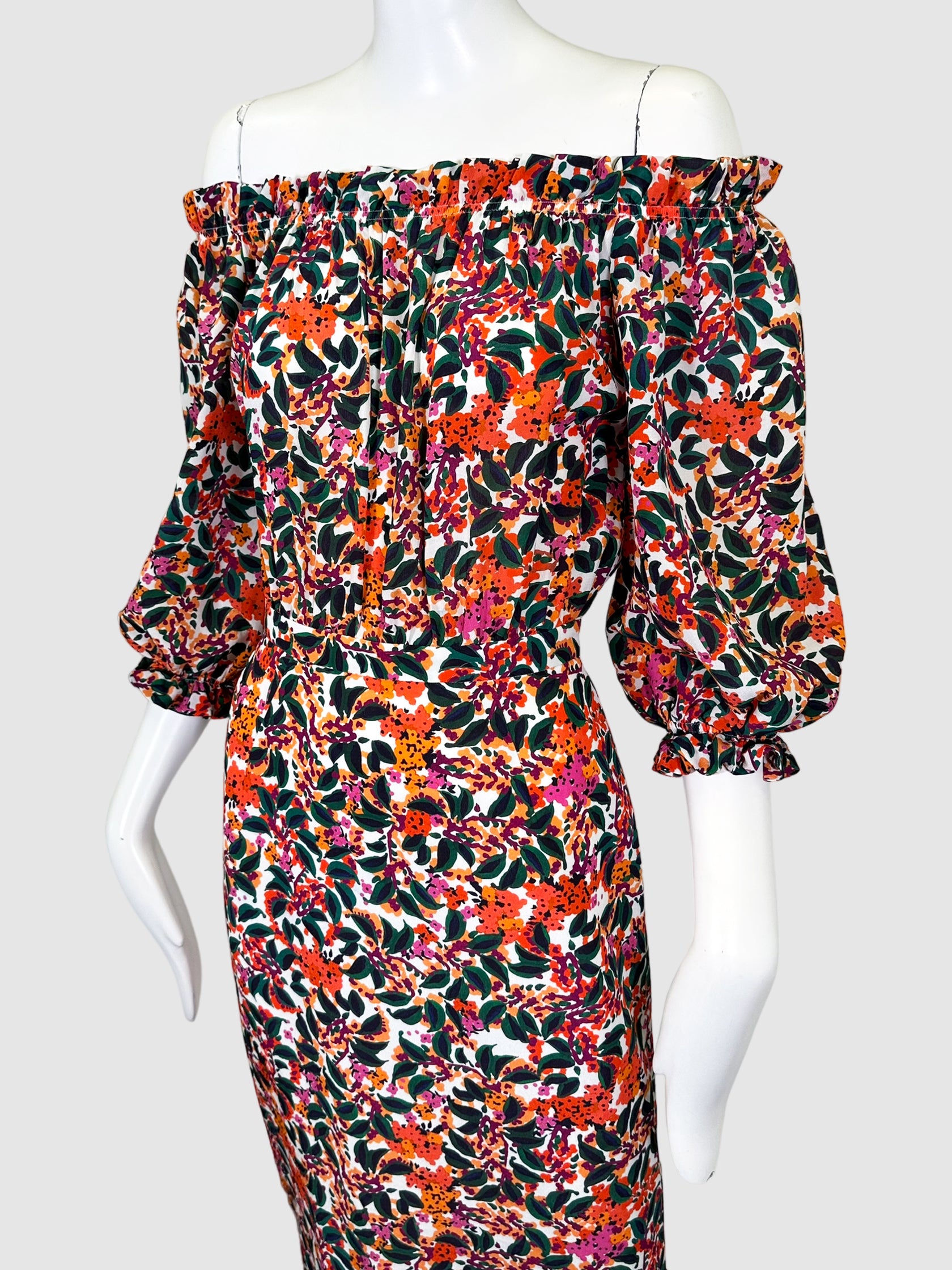 Floral Print Midi Dress - Size 2