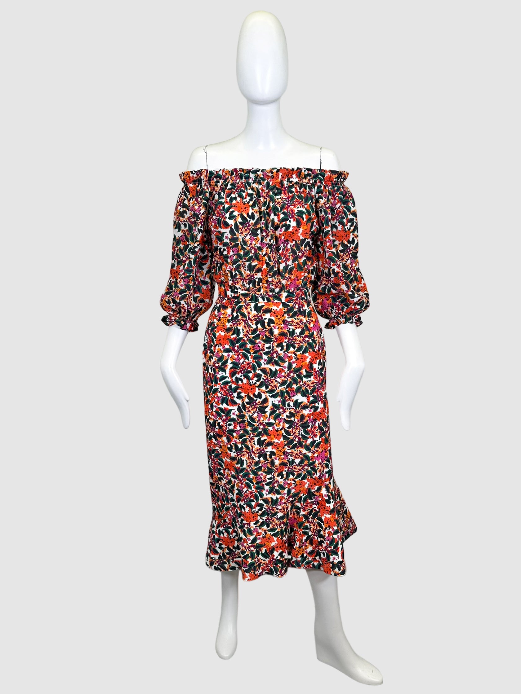 Floral Print Midi Dress - Size 2