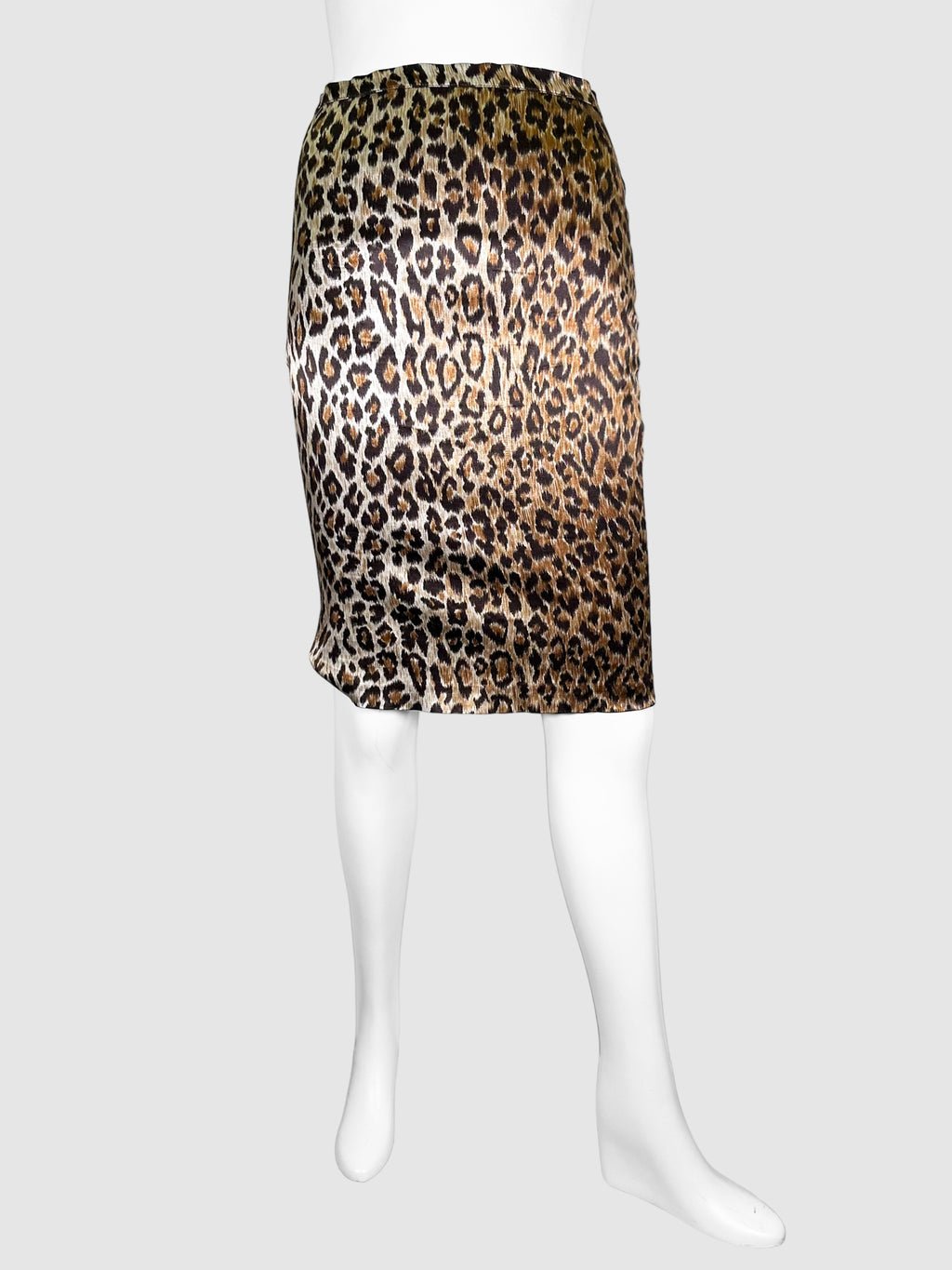 Dolce Gabbana Black, Brown, and Cream Leopard Print Midi Skirt Size 24 Consignment Secondhand Designer Luxury Resale Toronto Trendy