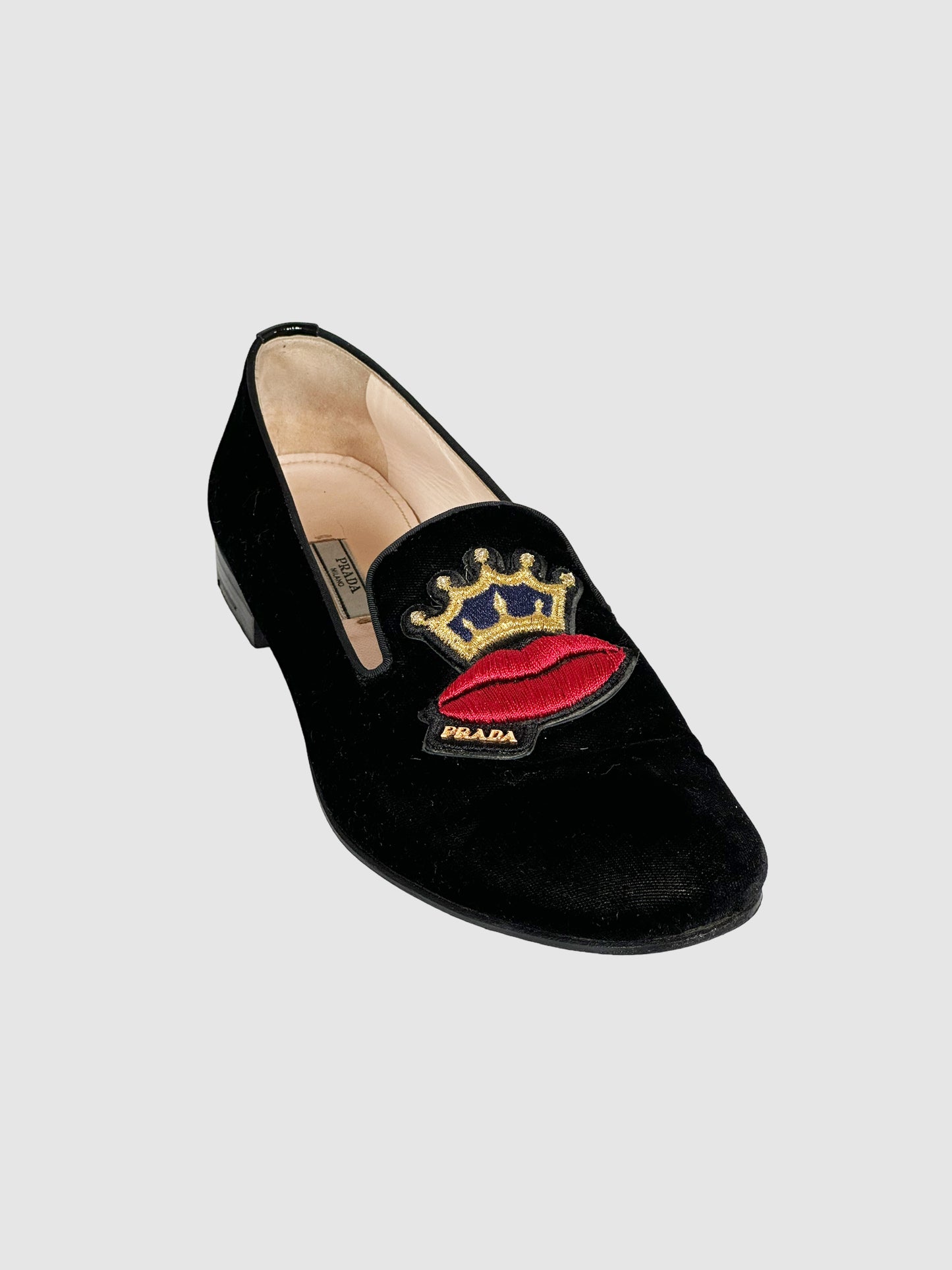 Velvet Embroidered Loafers - Size 40