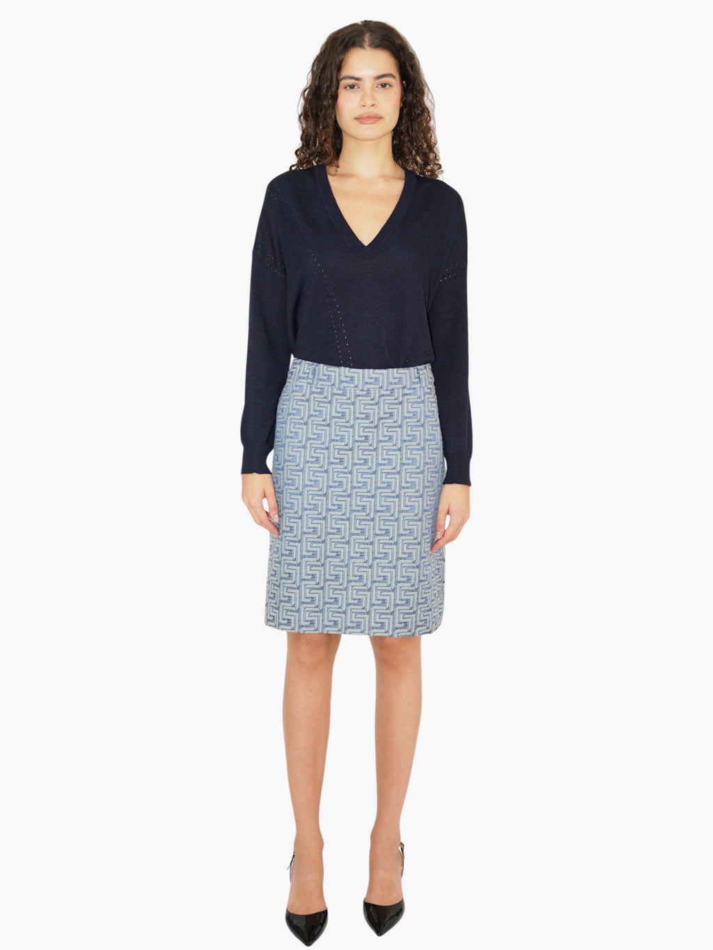 Printed Denim Skirt