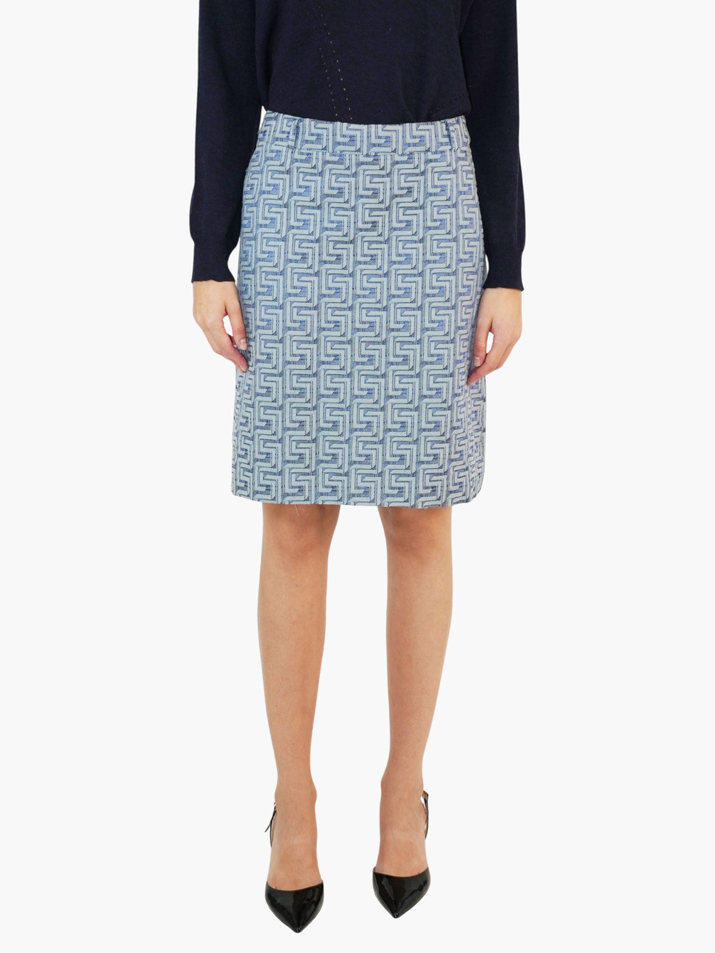 Printed Denim Skirt
