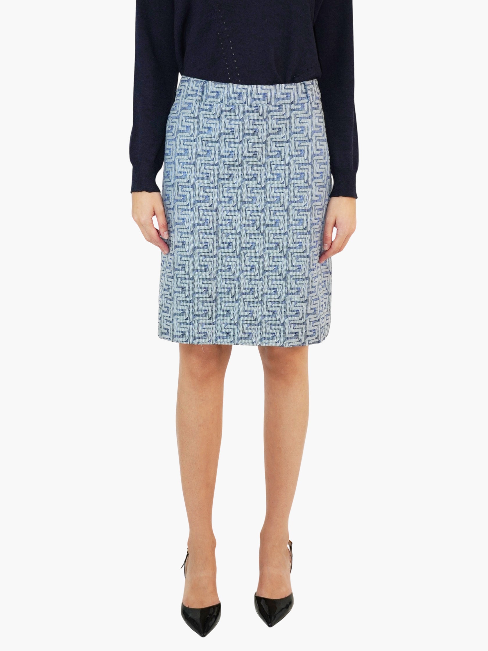 Printed Denim Skirt