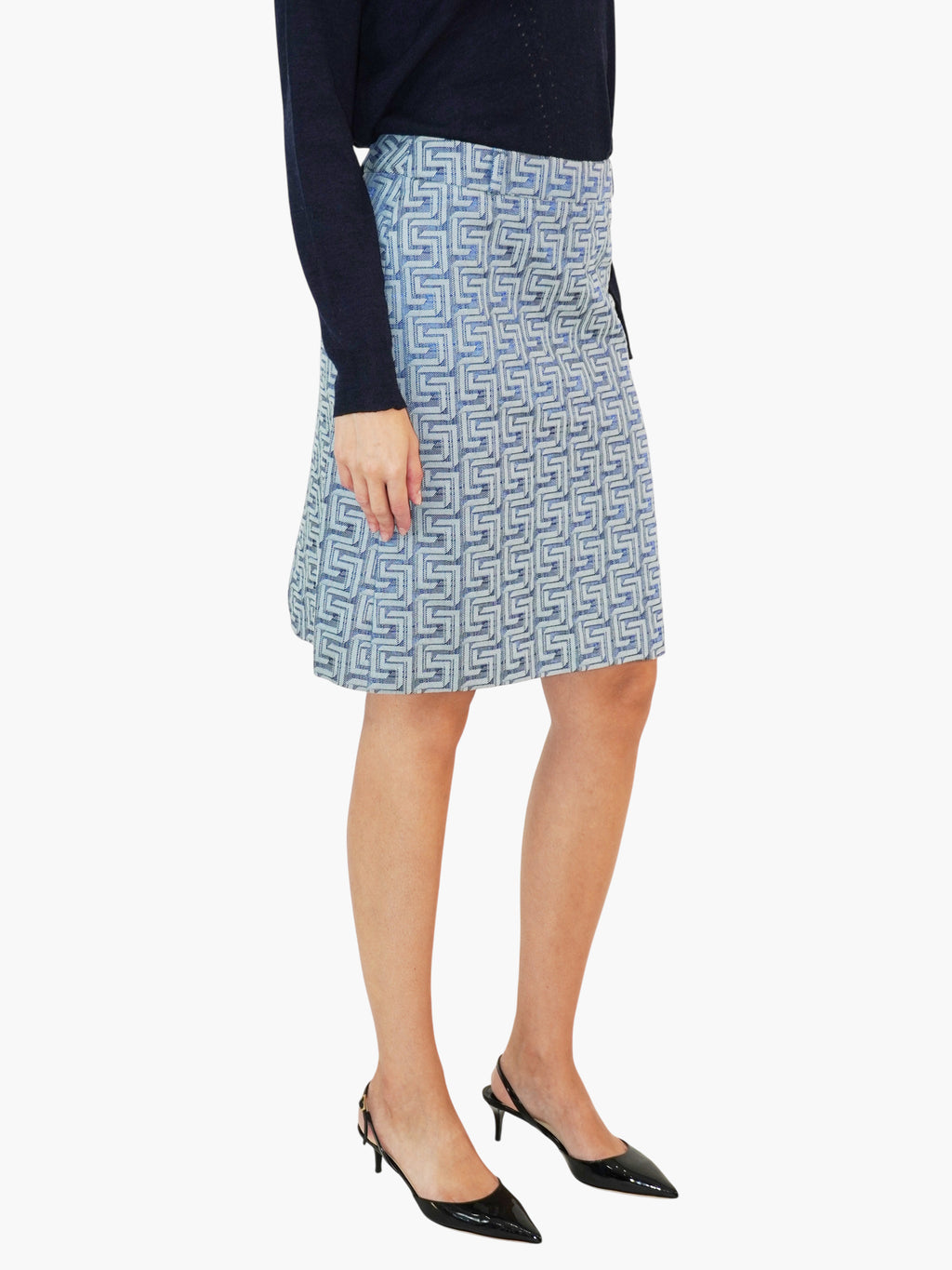 Printed Denim Skirt