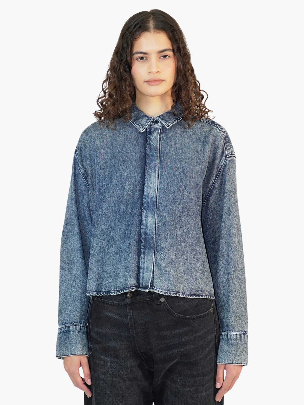 Denim Zip-Up Top