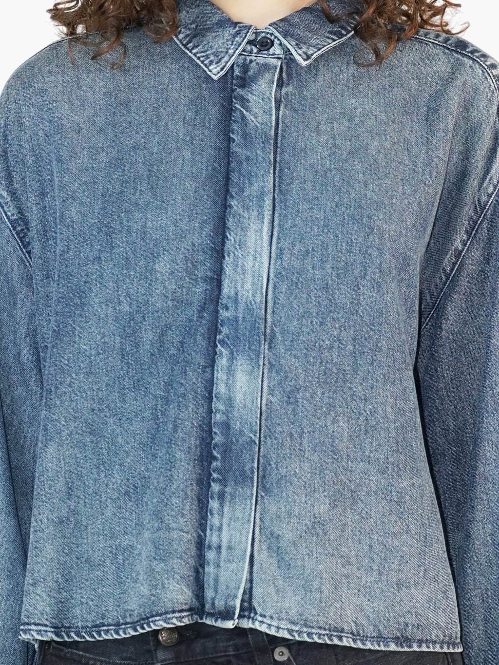 Denim Zip-Up Top