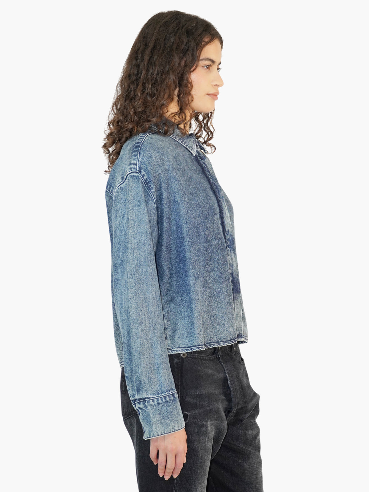 Denim Zip-Up Top