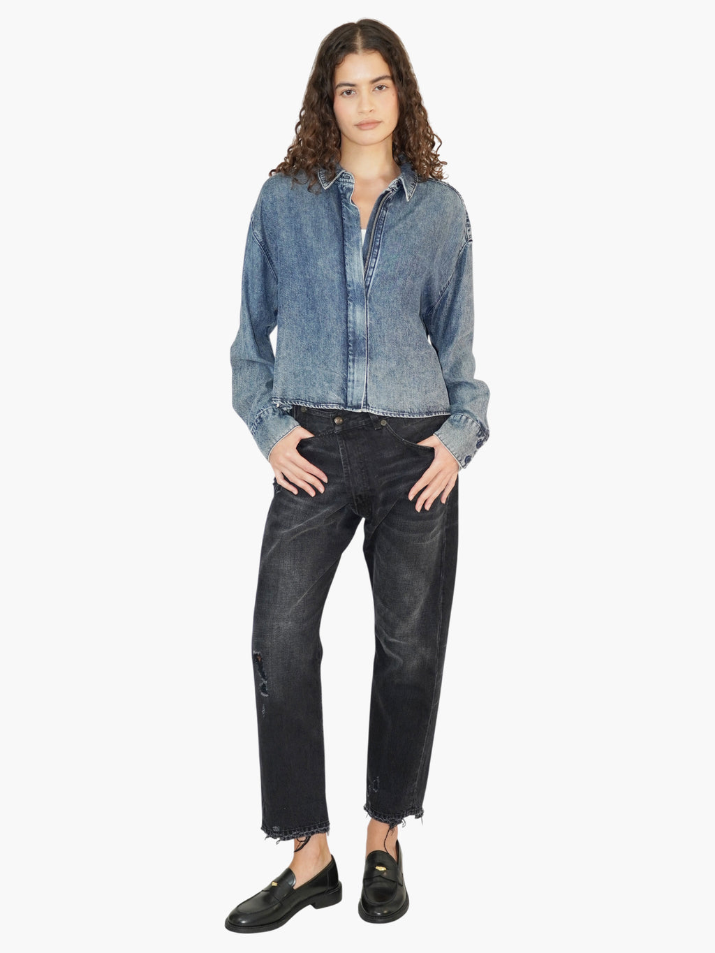 Denim Zip-Up Top