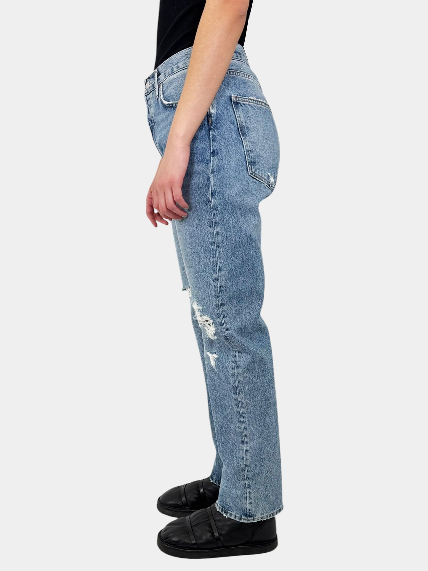 90's Pinch Waist Distressed Jeans - Size 30