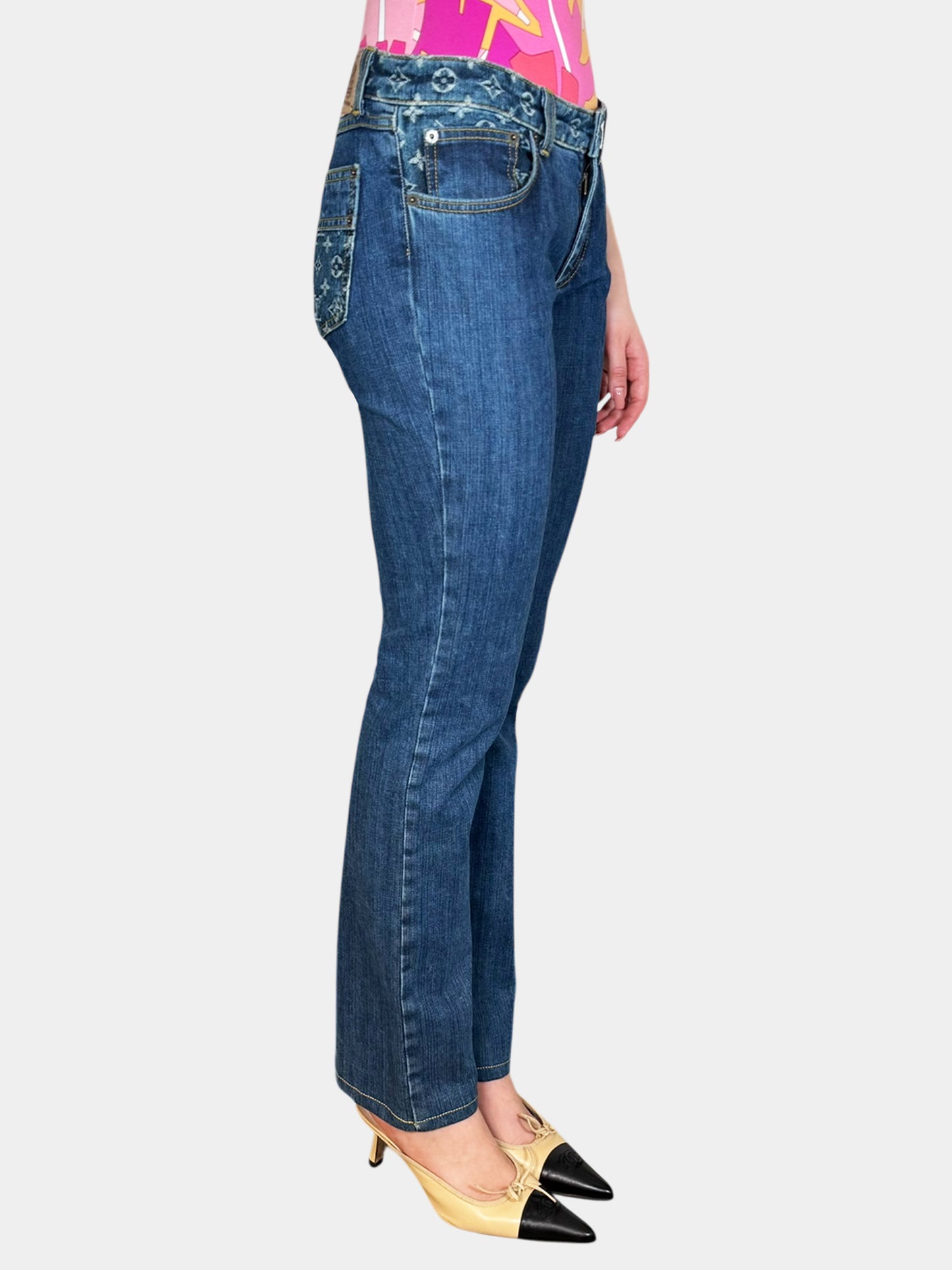 2006 Monogram Embroidered Jeans