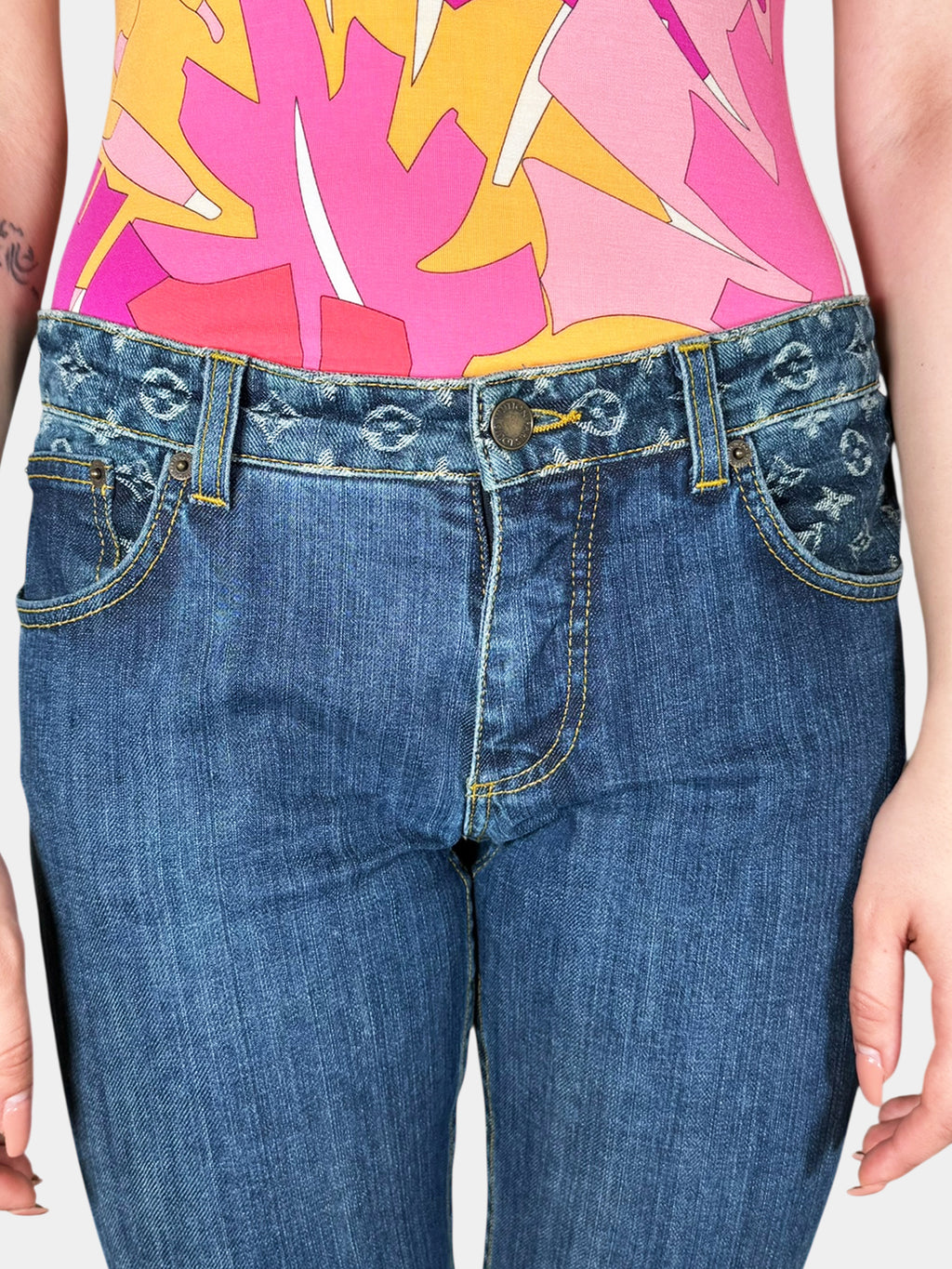 2006 Monogram Embroidered Jeans