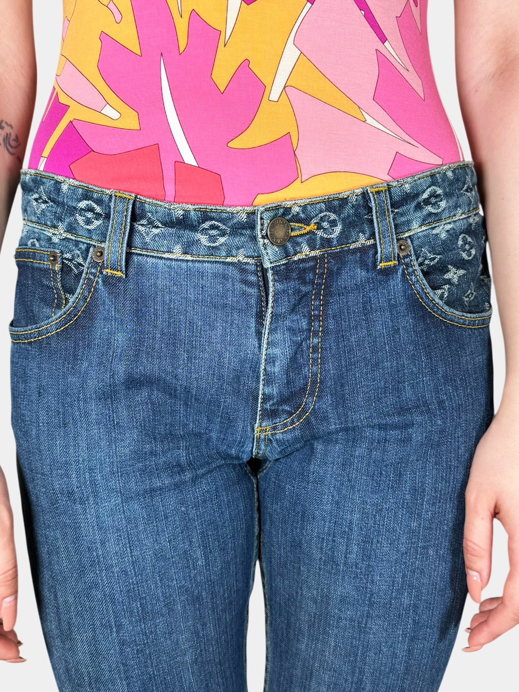 2006 Monogram Embroidered Jeans