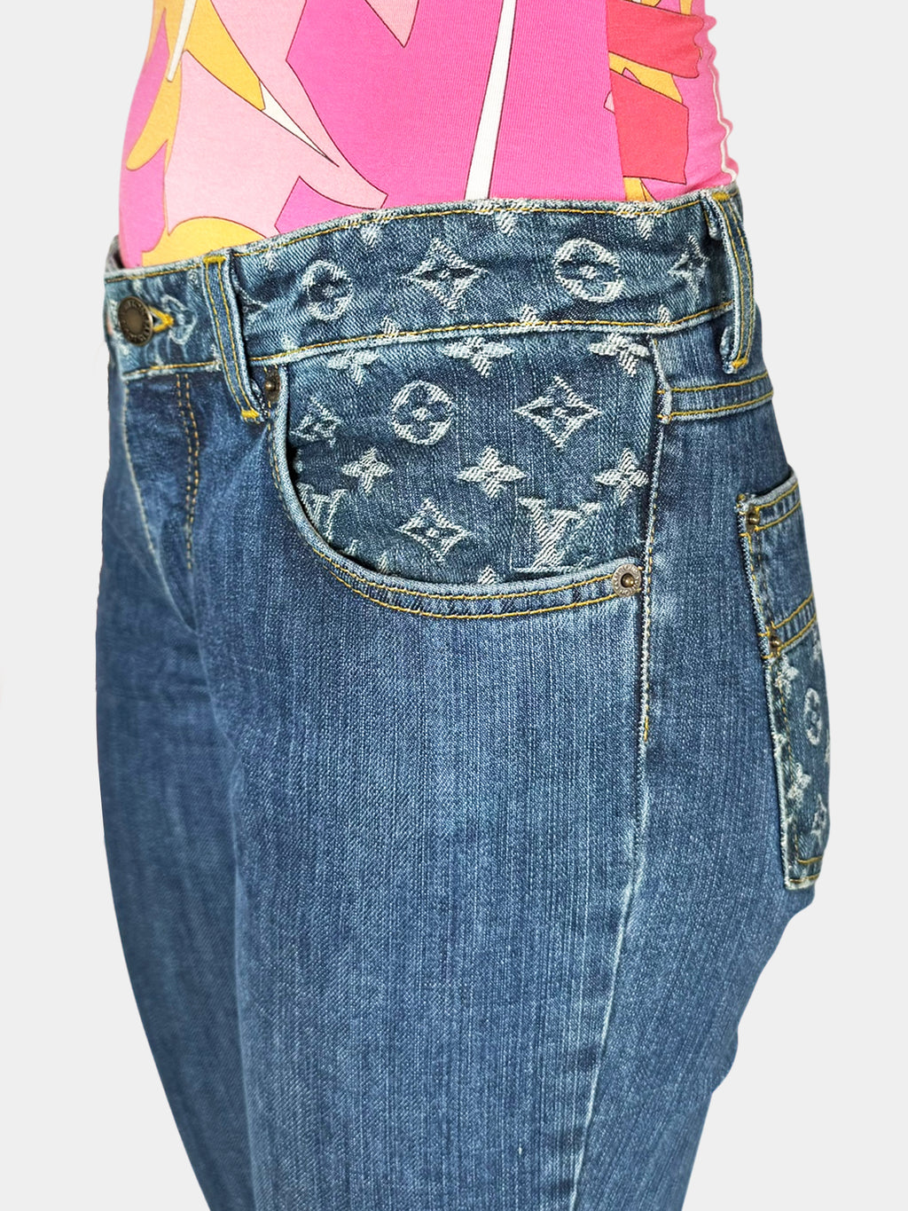 2006 Monogram Embroidered Jeans