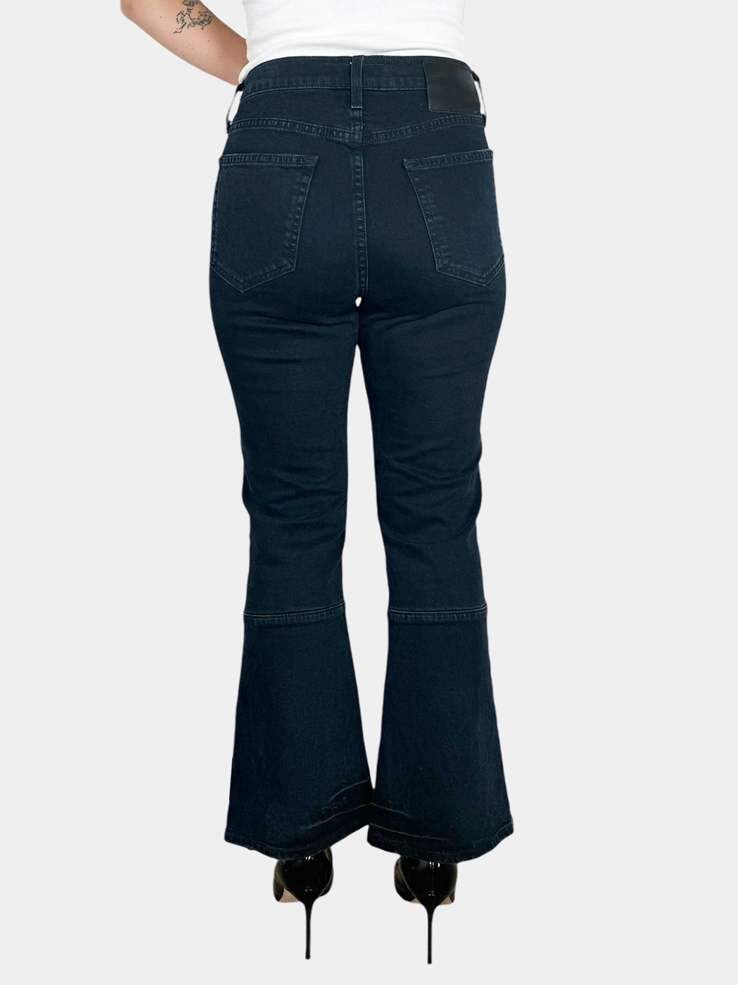 Mid Waist Cropped Flare Jeans - Size 27