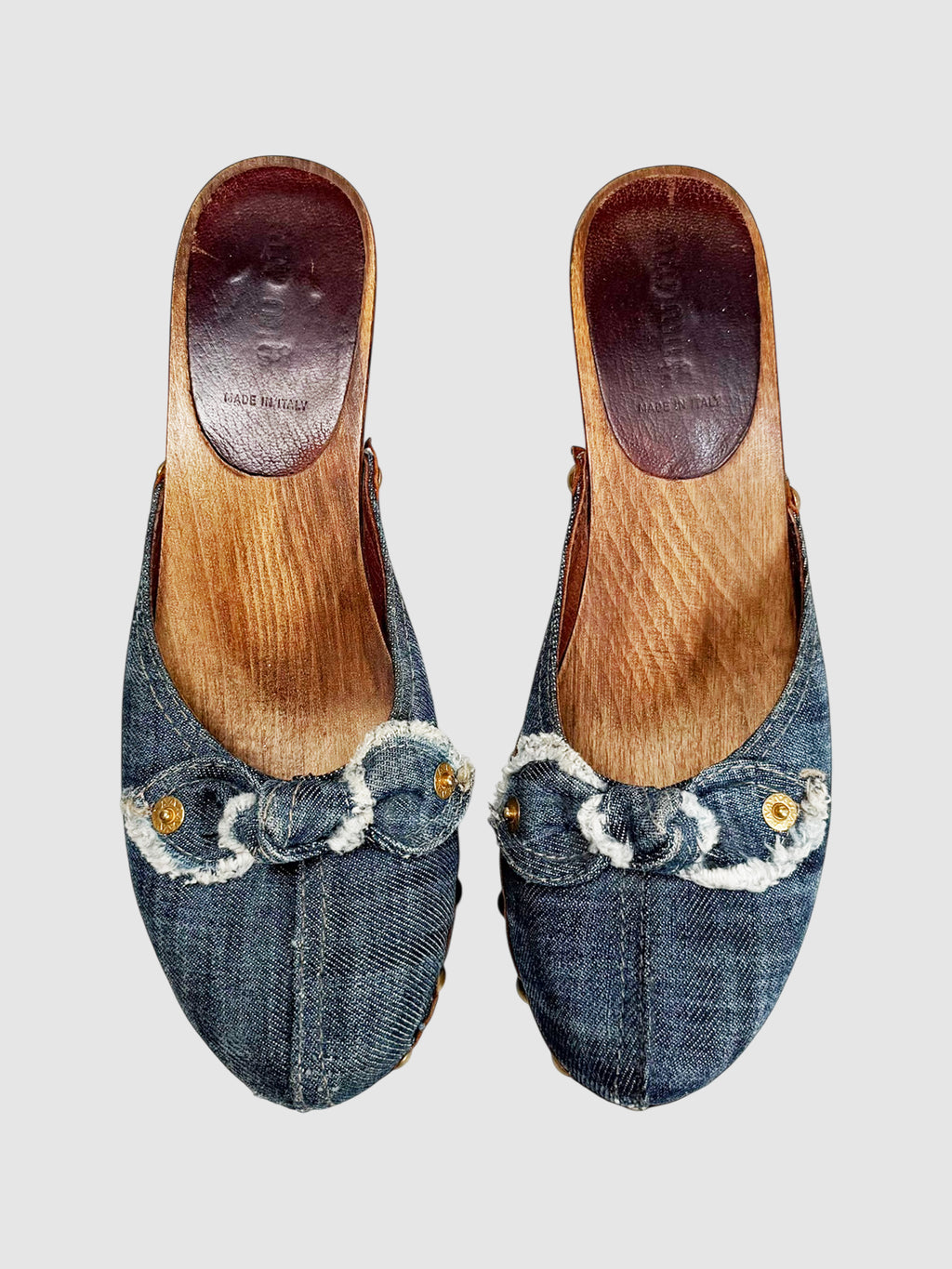 Denim Studded Clogs