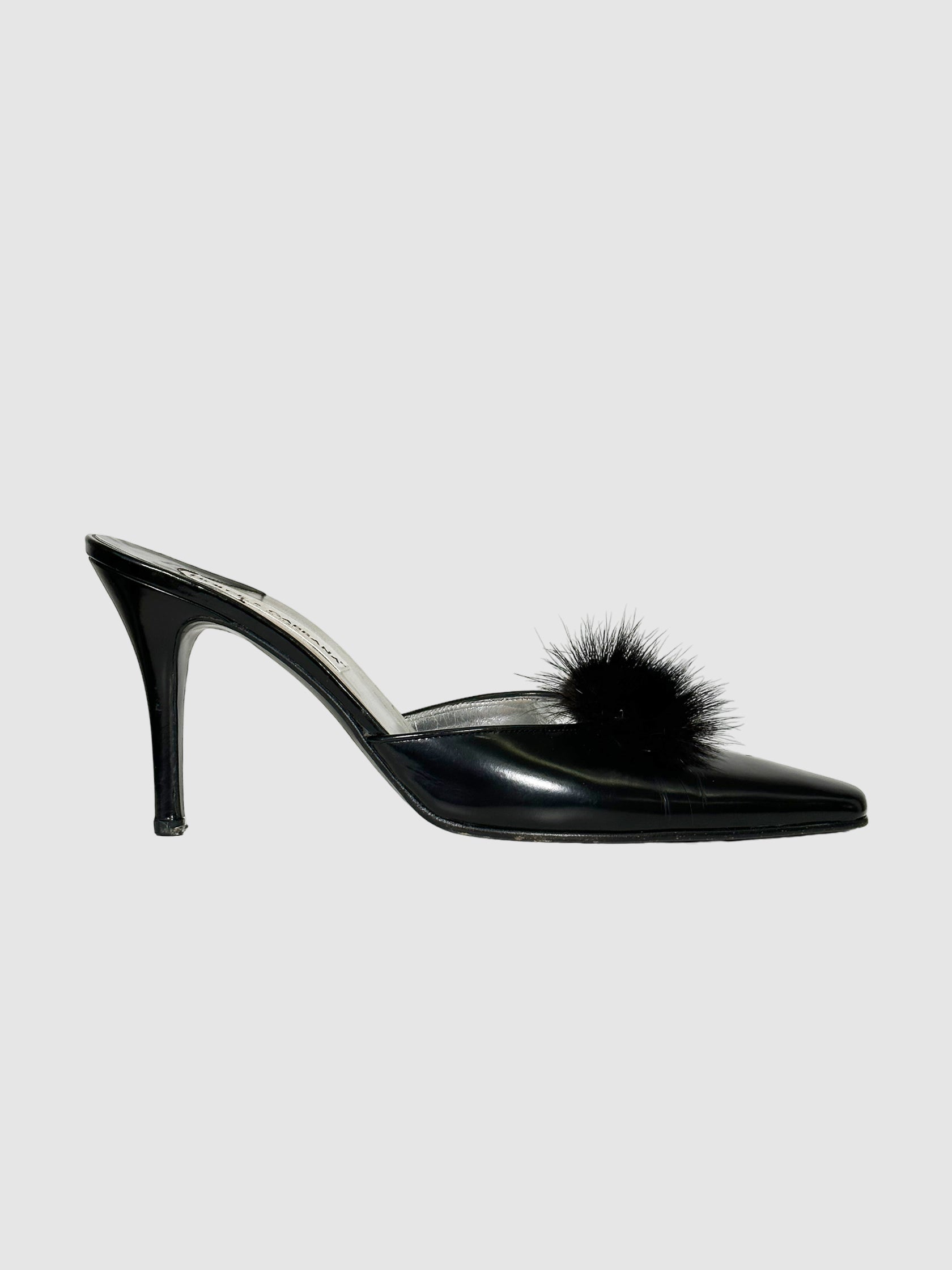 Fur Pom-Pom Mules - Size 39.5