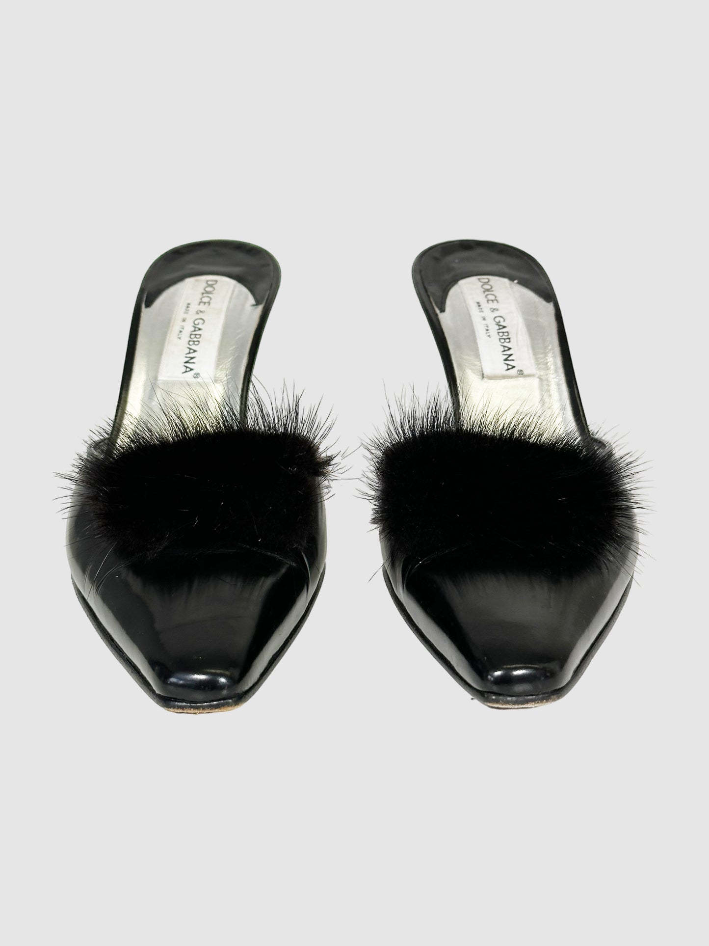 Fur Pom-Pom Mules - Size 39.5