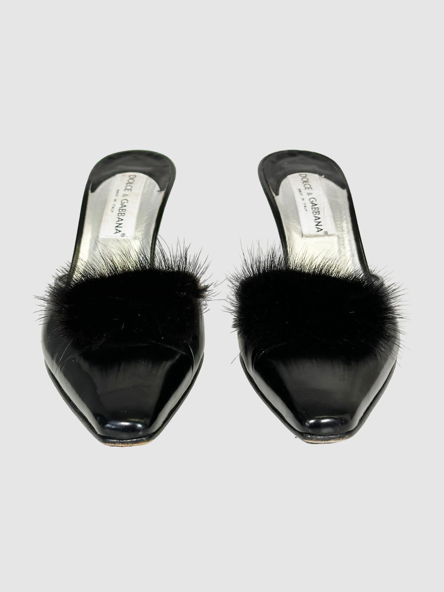 Dolce & Gabbana Fur Pom-Pom Mules - Size 39.5
