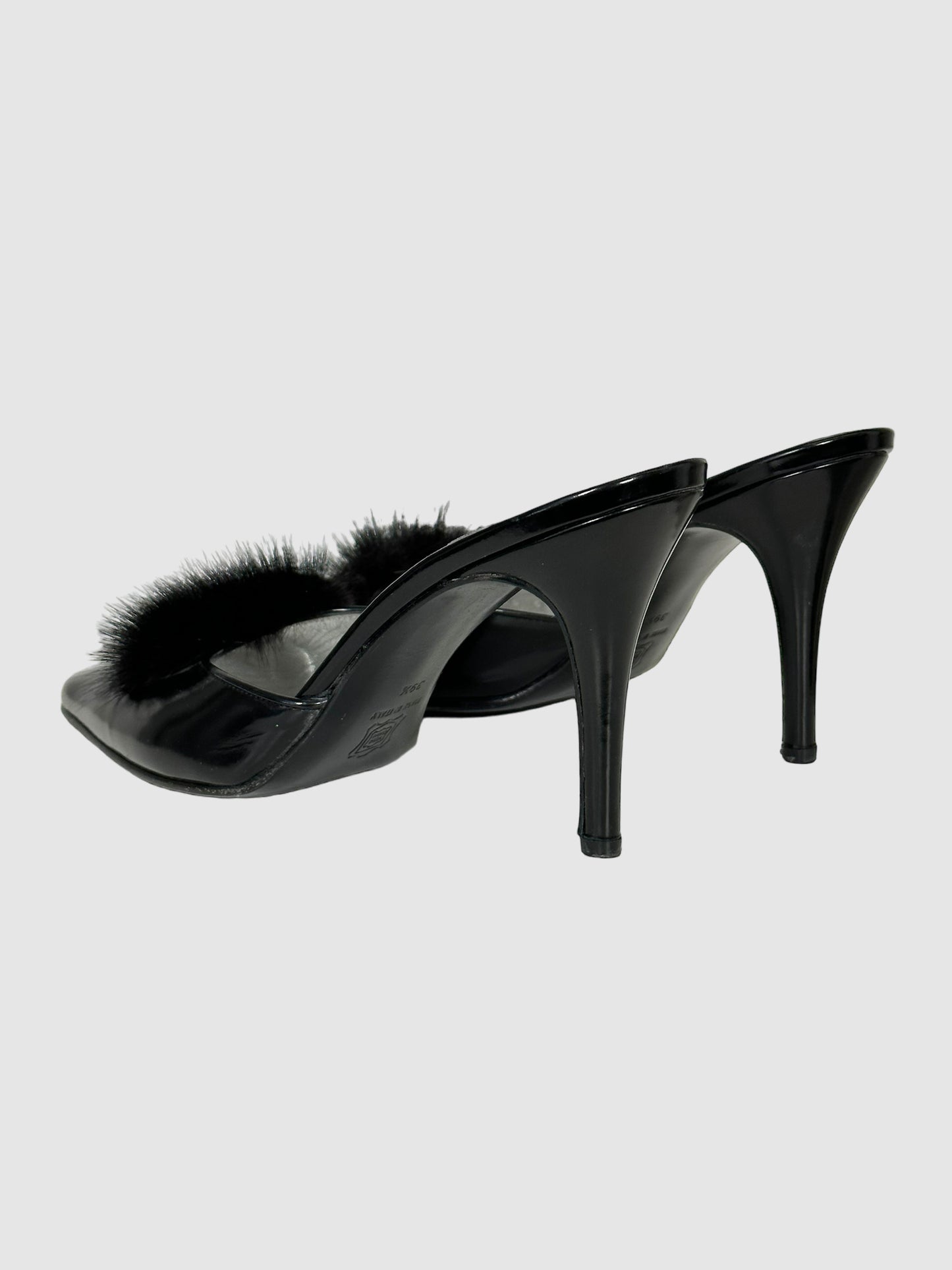 Fur Pom-Pom Mules - Size 39.5