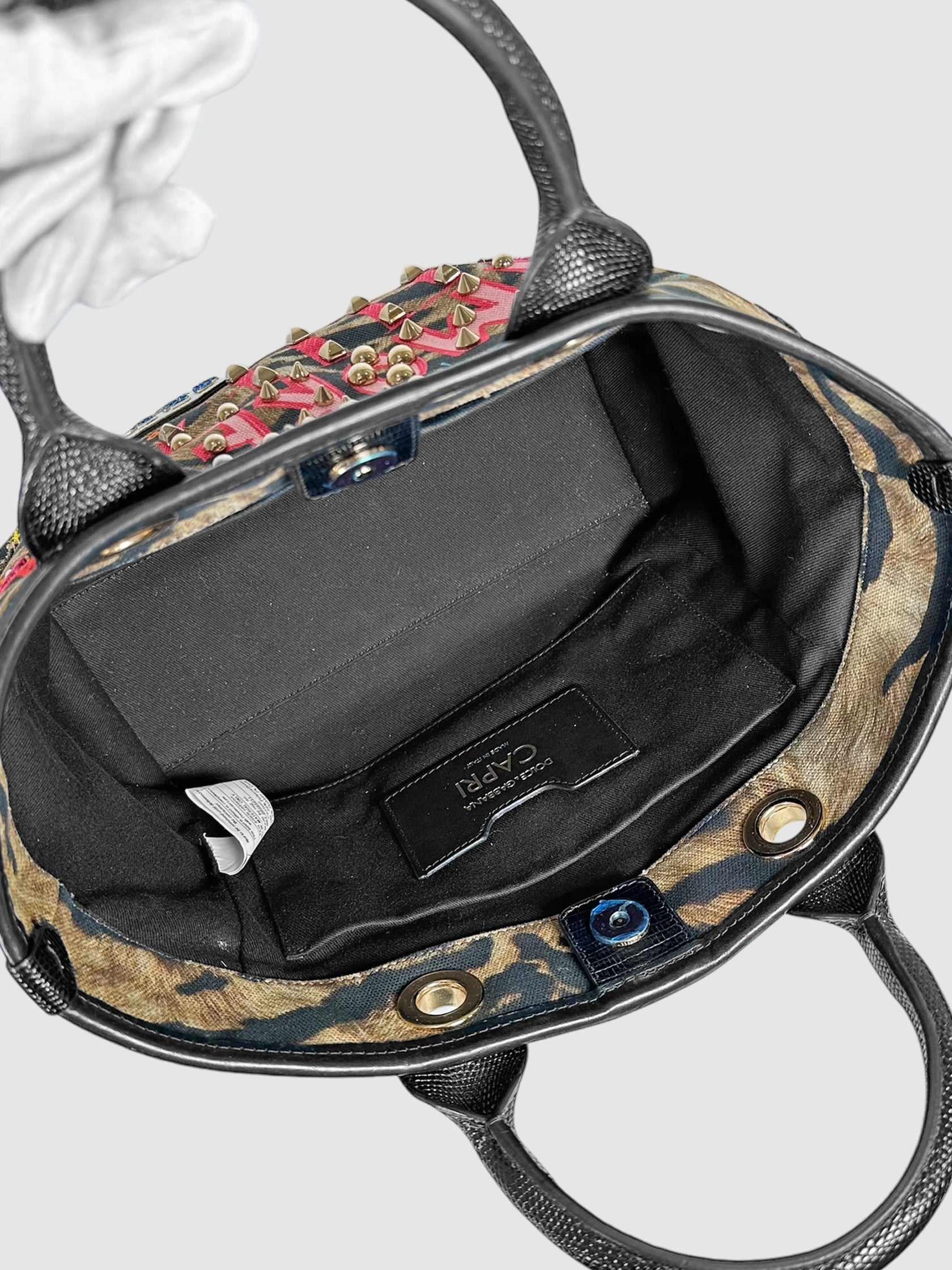 Studded Graffiti Leopard Print Bag