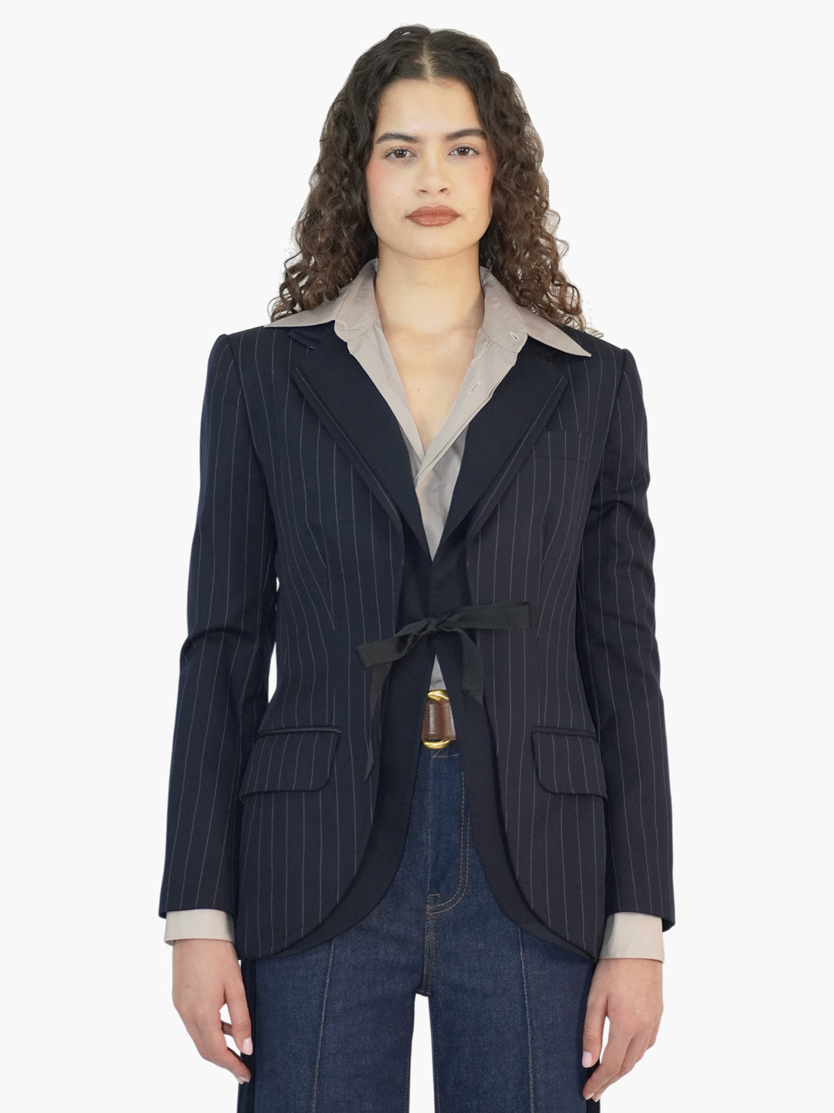 Layered Pinstripe Blazer