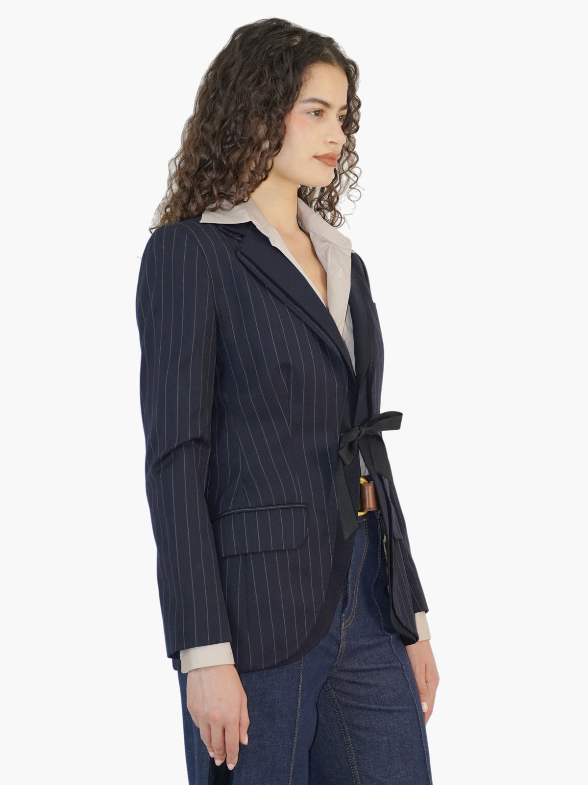 Layered Pinstripe Blazer