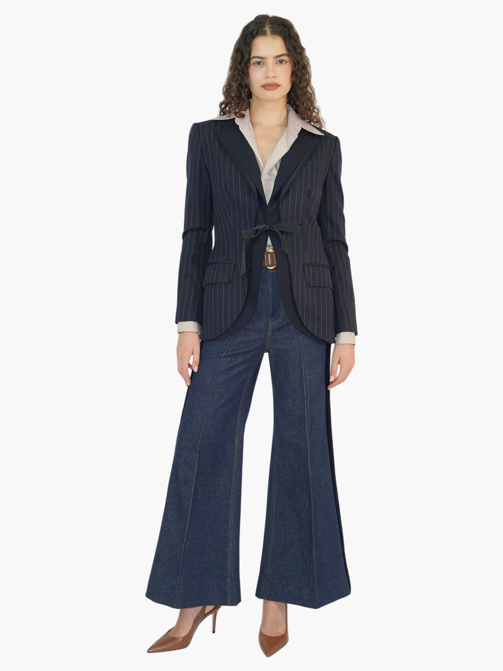 Layered Pinstripe Blazer