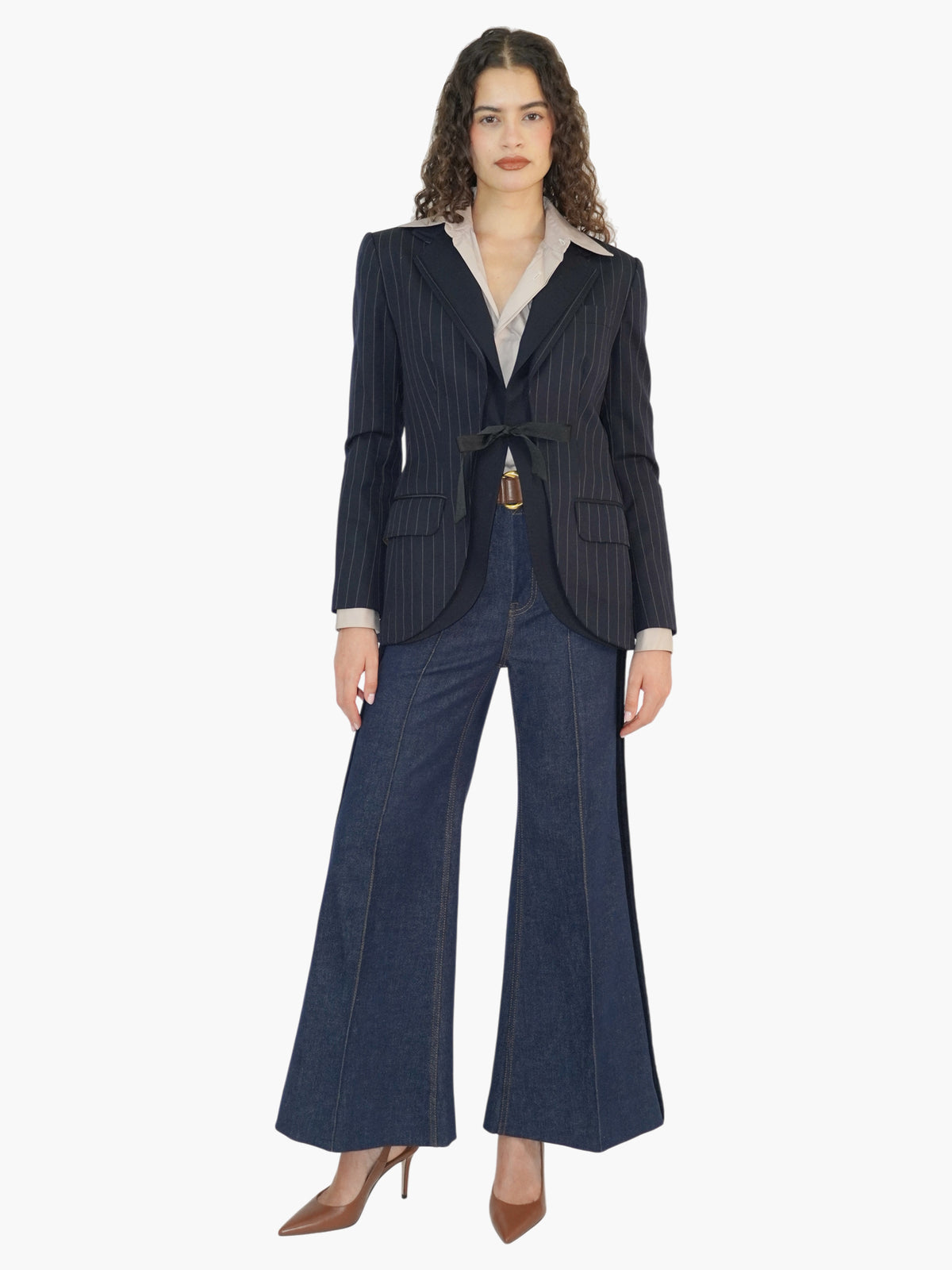 Layered Pinstripe Blazer