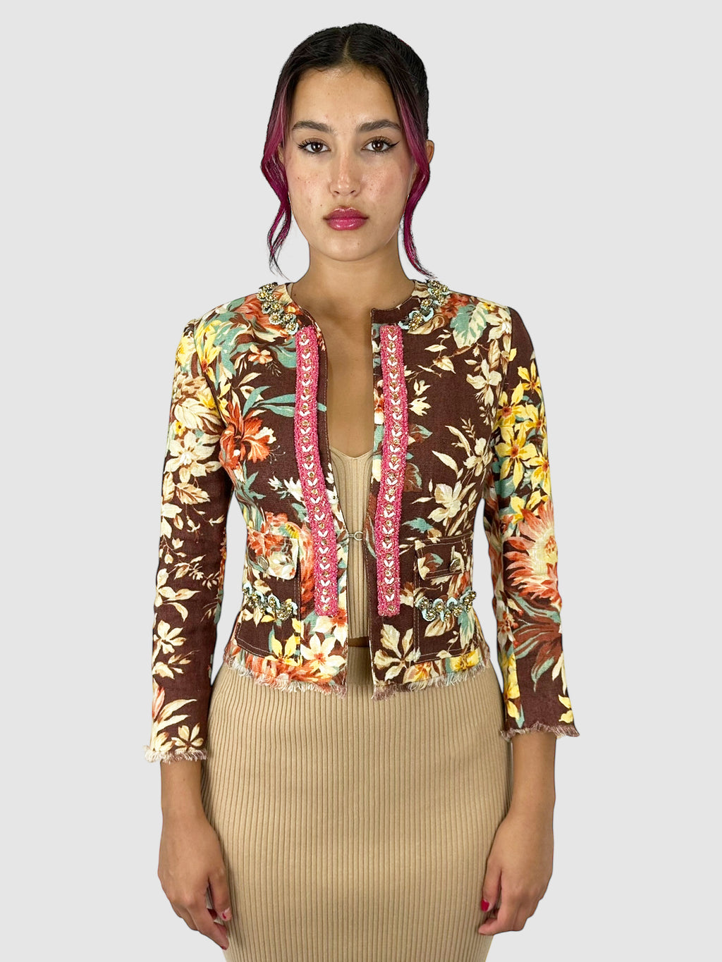 Floral Beaded Blazer