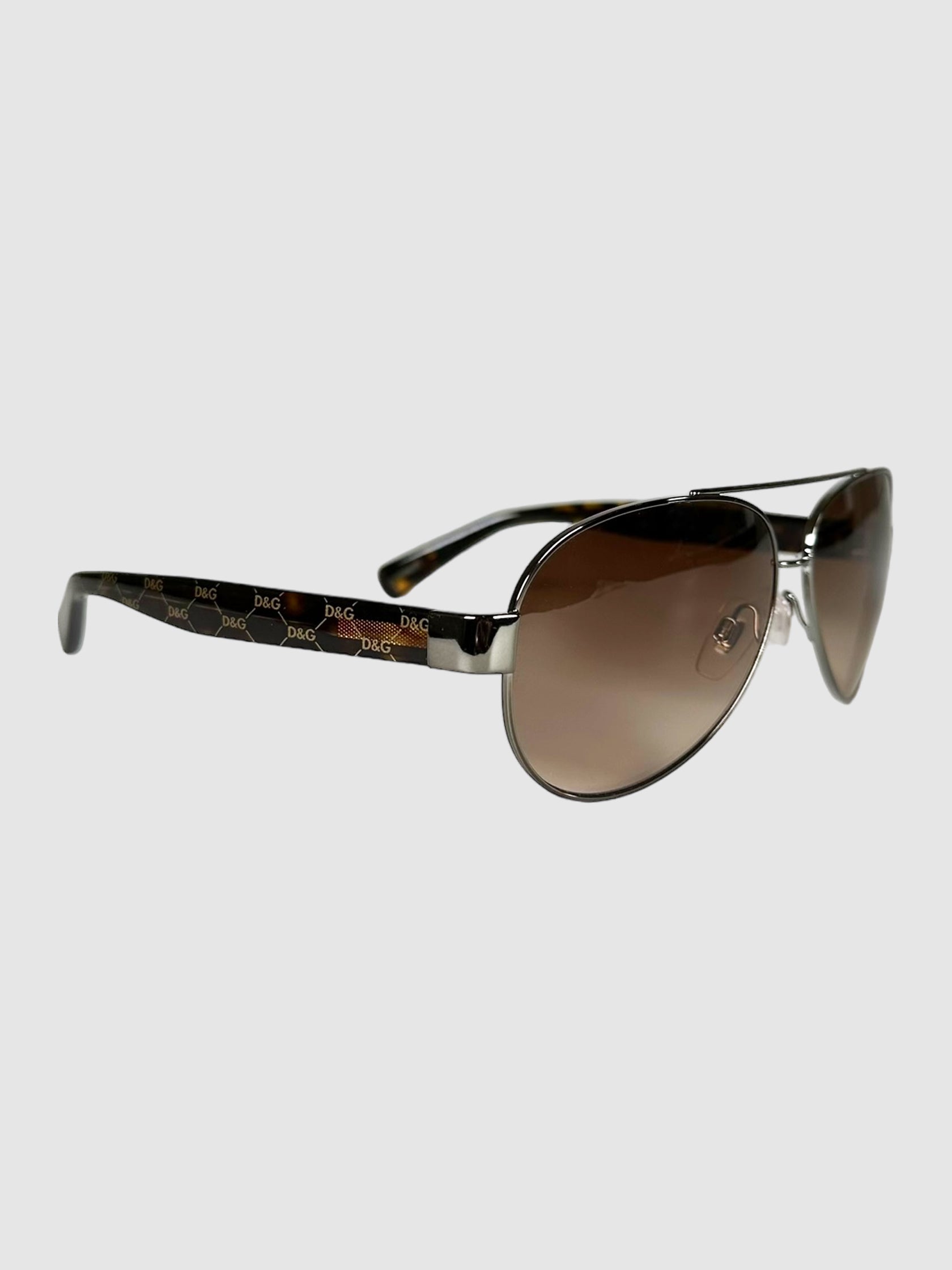 Dolce & Gabbana Black and Brown Tortoiseshell Monogram Aviator Sunglasses Consignment Secondhand Designer Luxury Resale Toronto Trendy