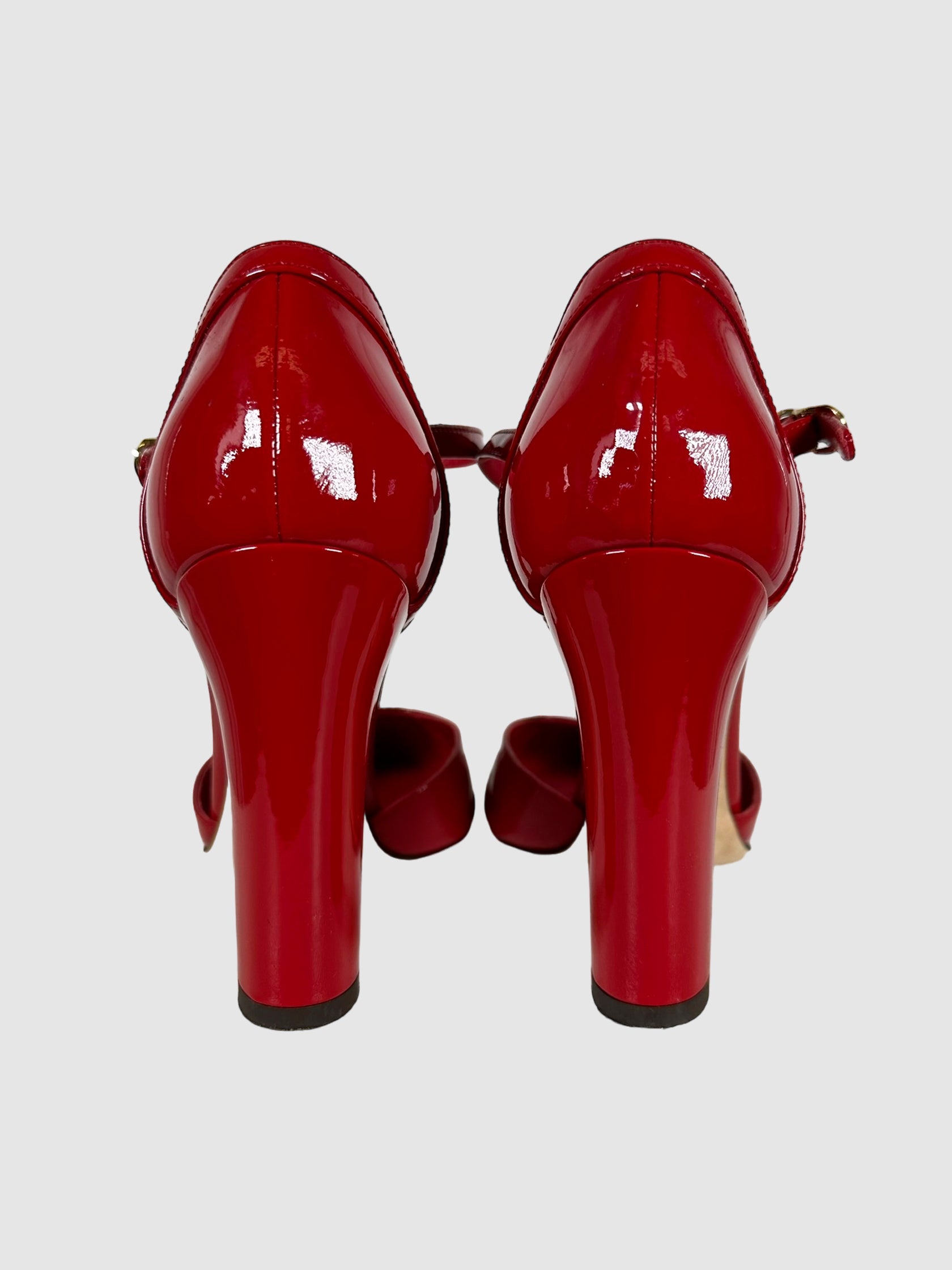 Patent Leather T-Strap Pumps - Size 36.5