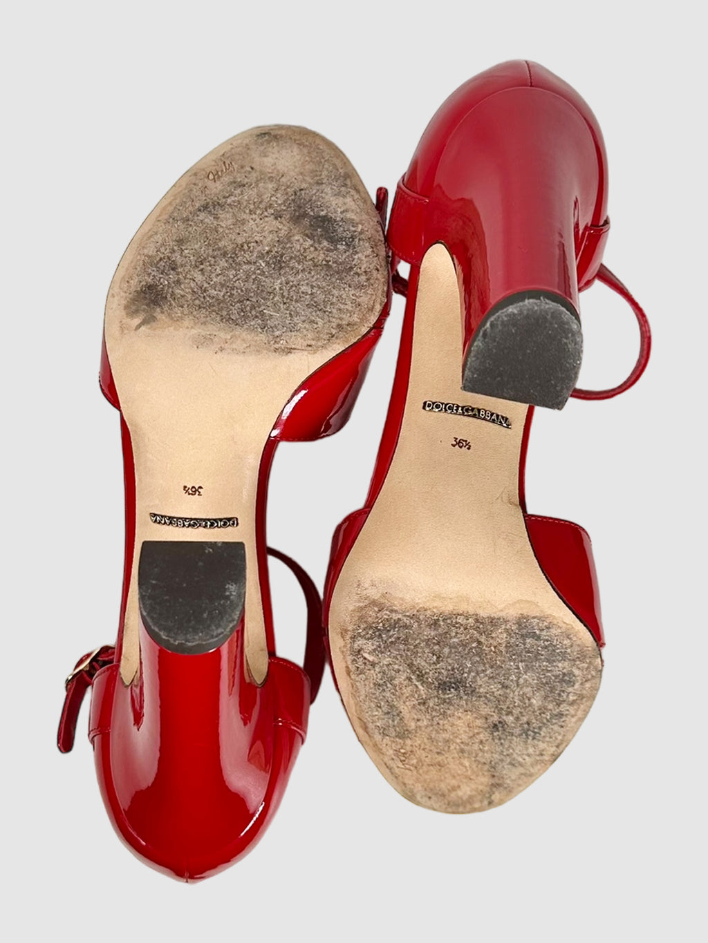 Patent Leather T-Strap Pumps - Size 36.5