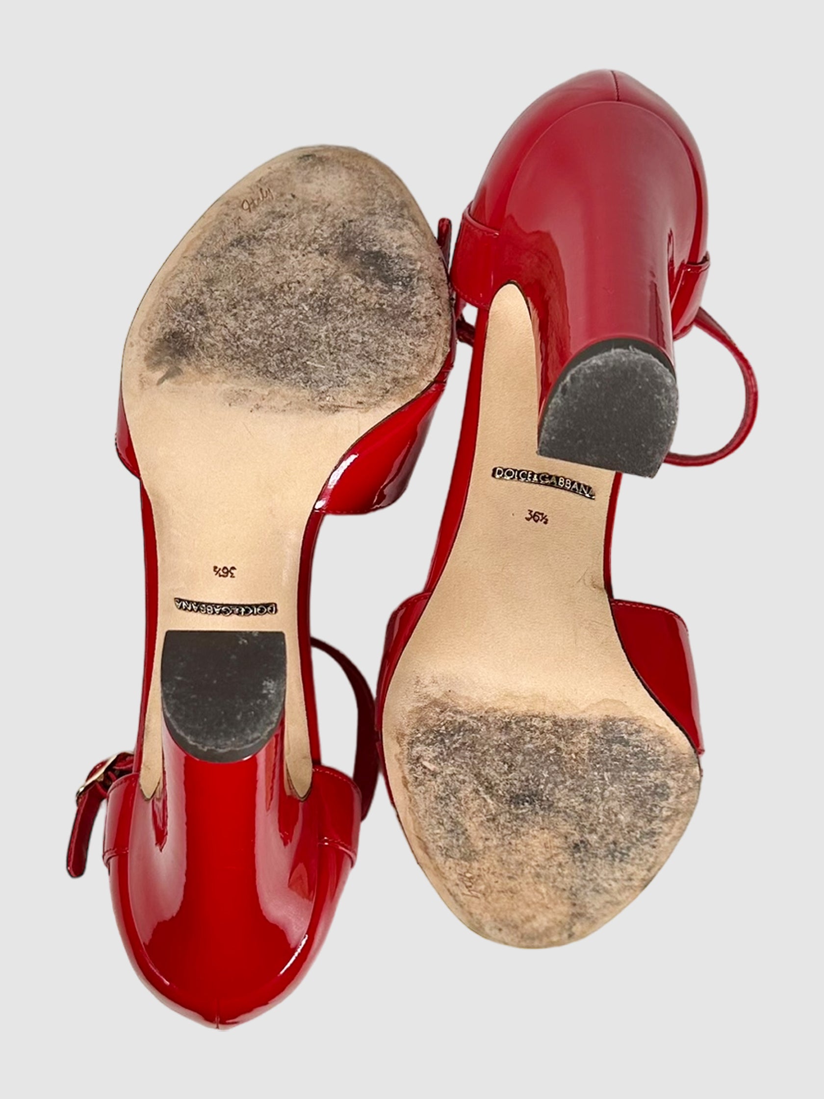 Patent Leather T-Strap Pumps - Size 36.5