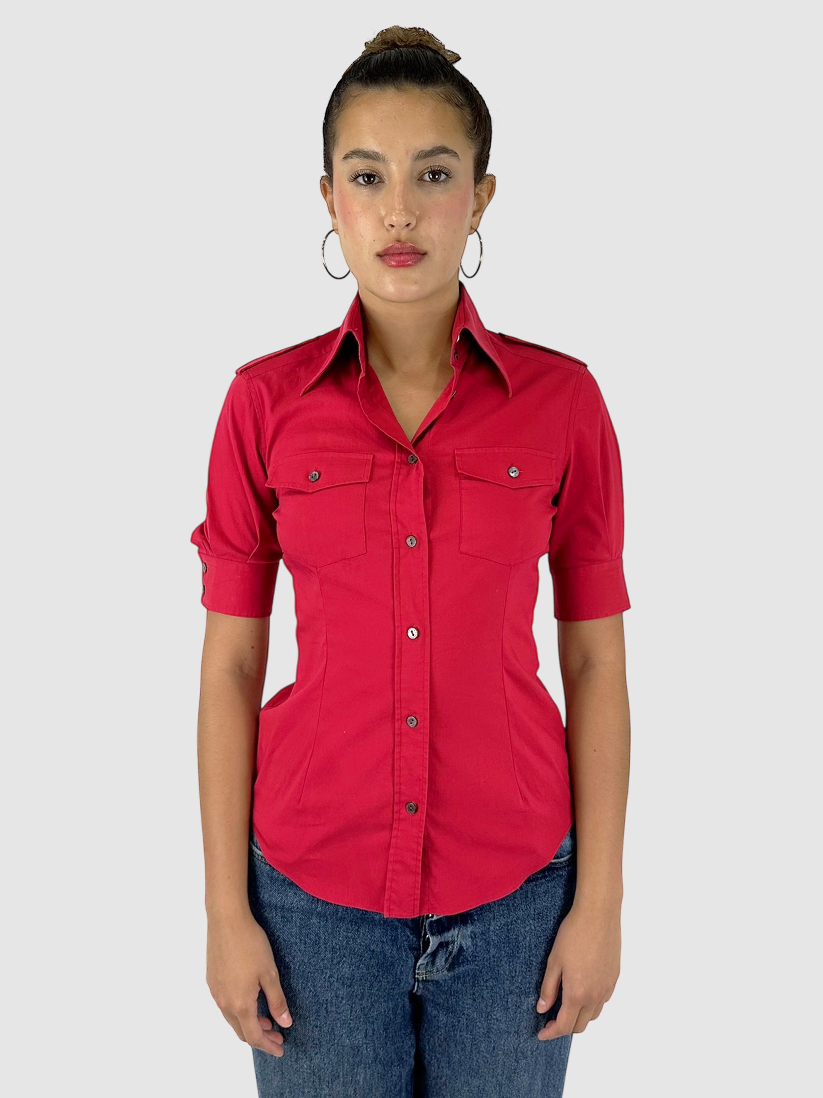 Collared Button-Up Top