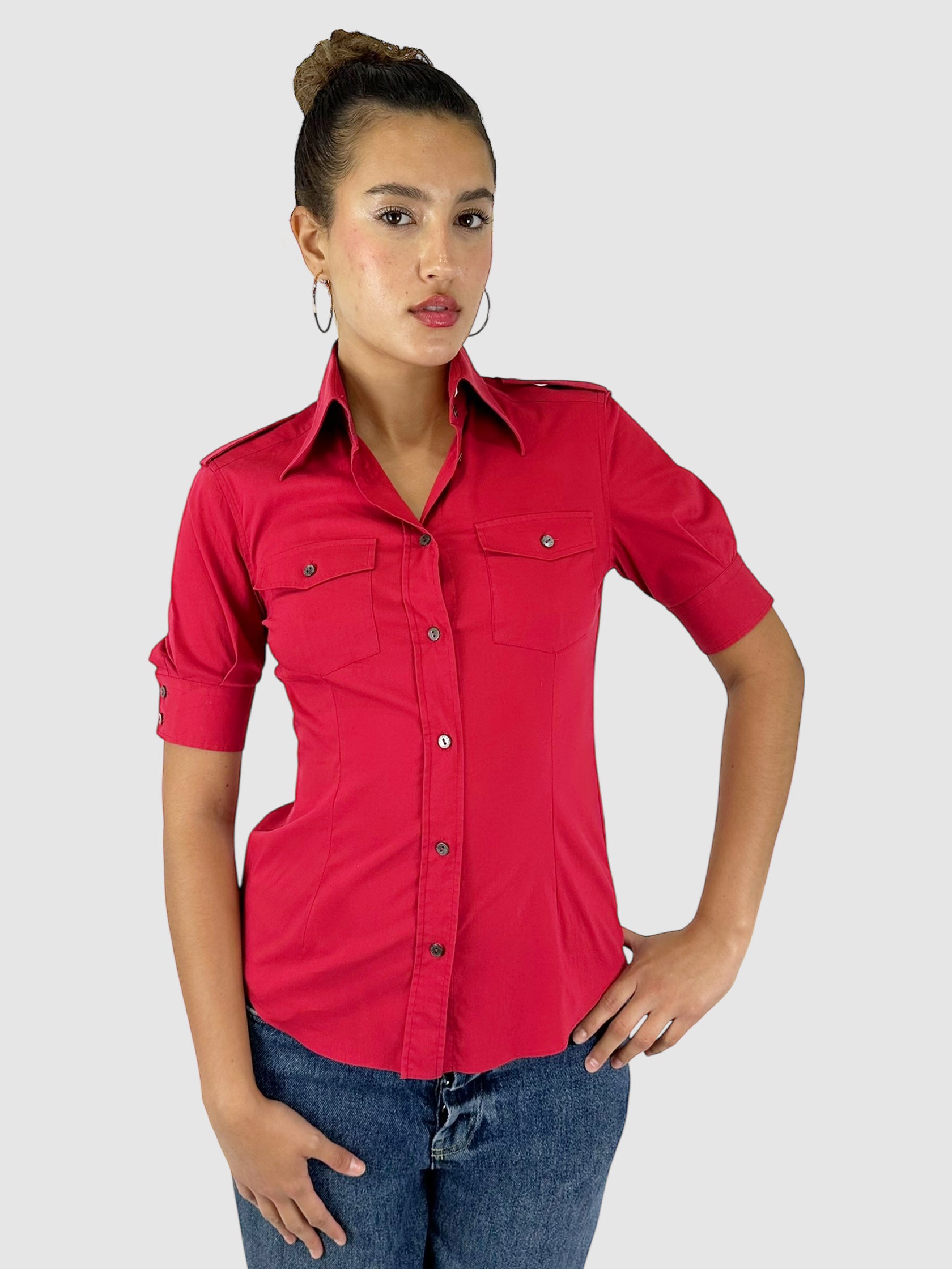 Collared Button-Up Top