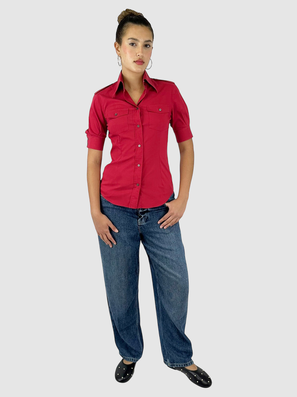 Collared Button-Up Top