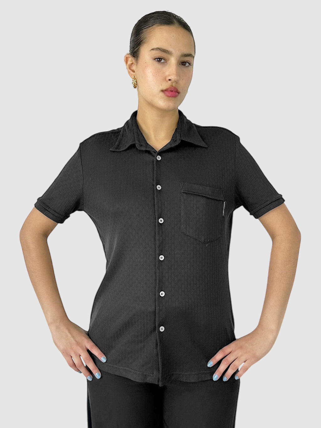 Eyelet Button-Up Top