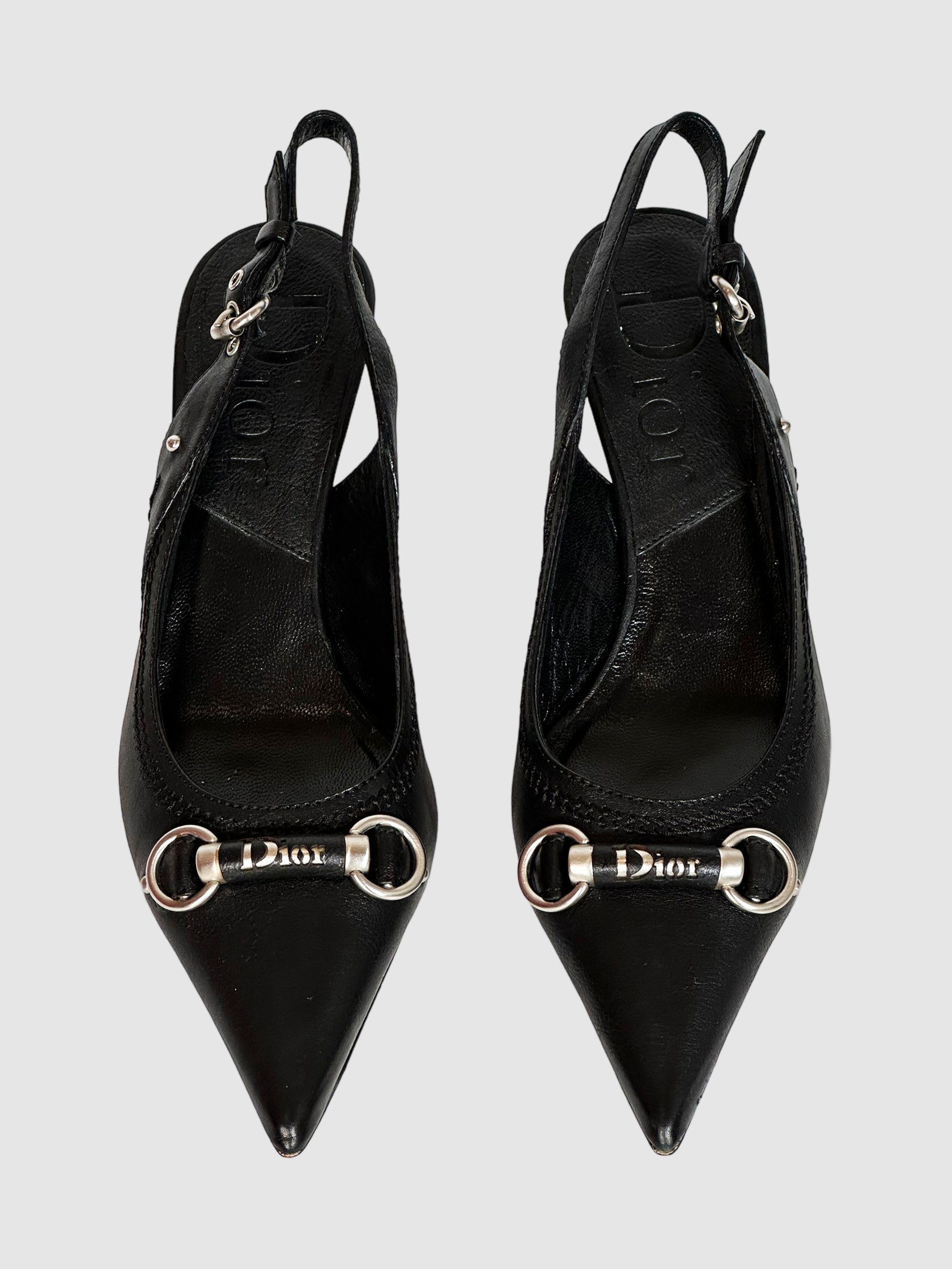 Leather Slingback Pumps - Size 35.5