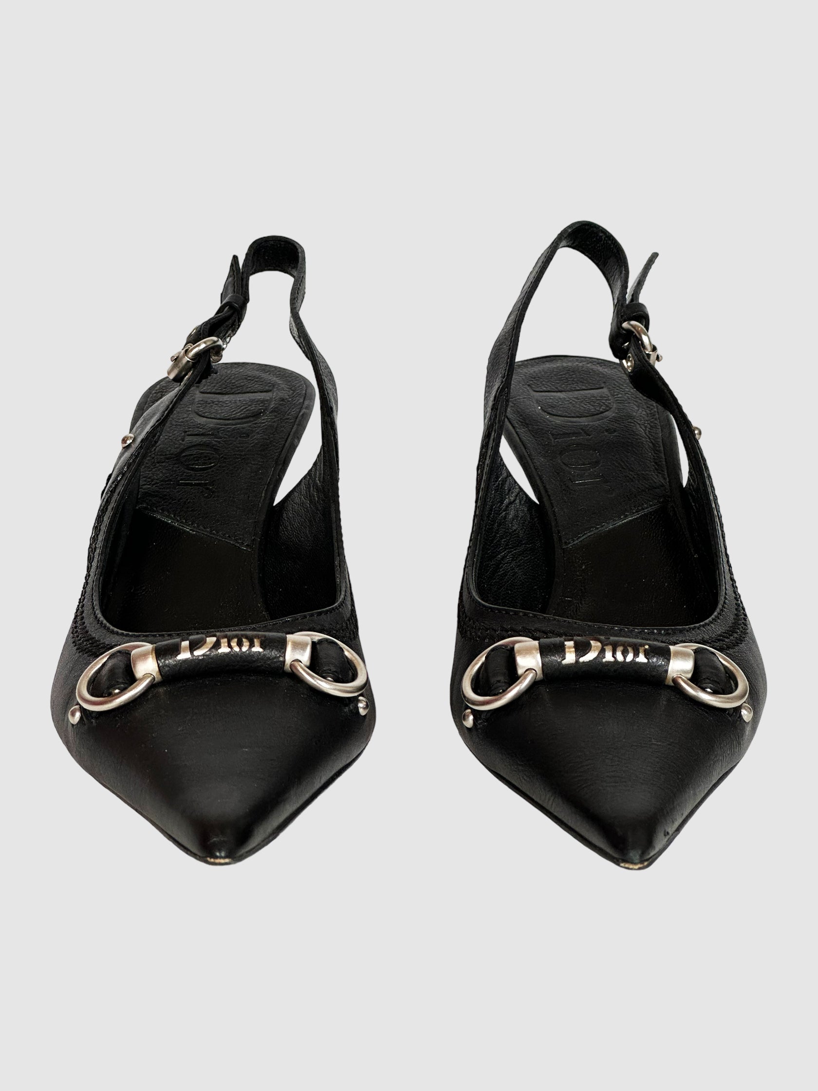 Leather Slingback Pumps - Size 35.5